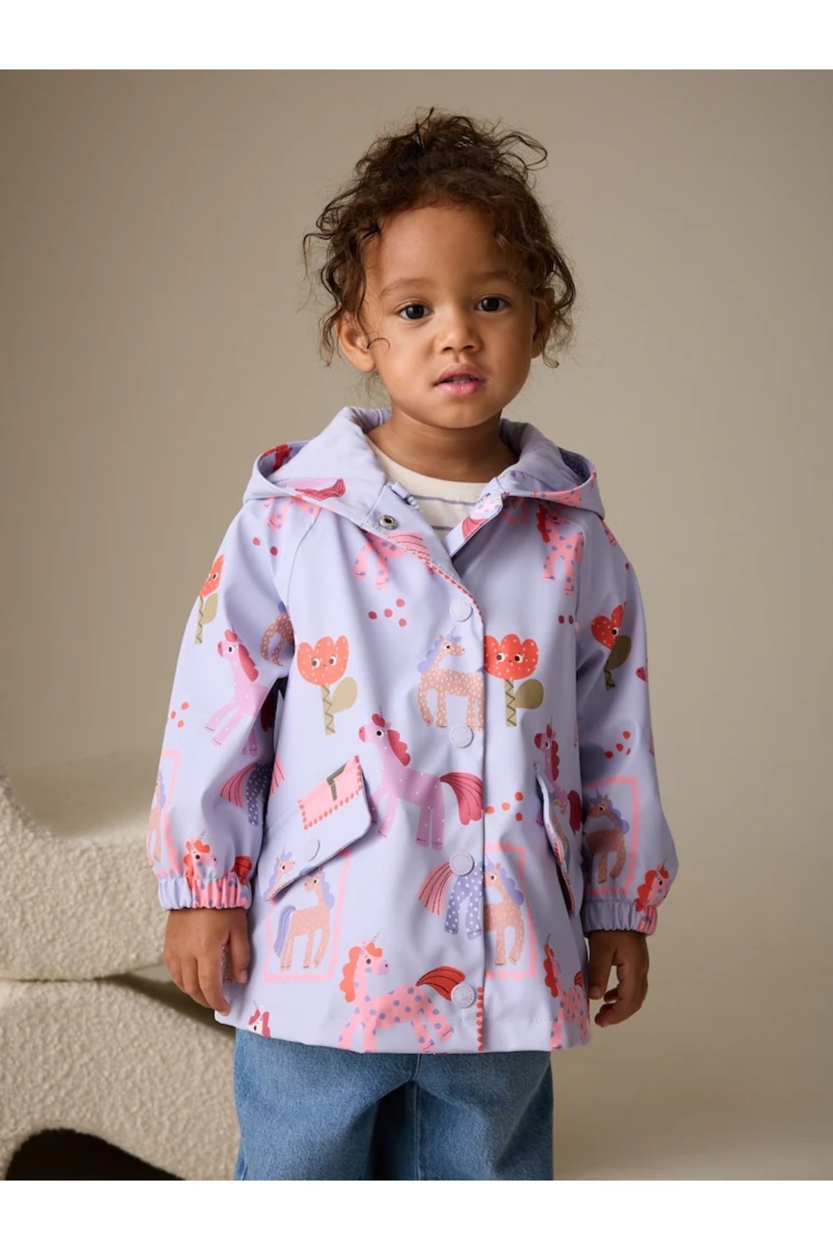 Next Baby Mor Tek Boynuzlu At Desenli Yağmurluk fotoğrafı 2 (önizleme)
