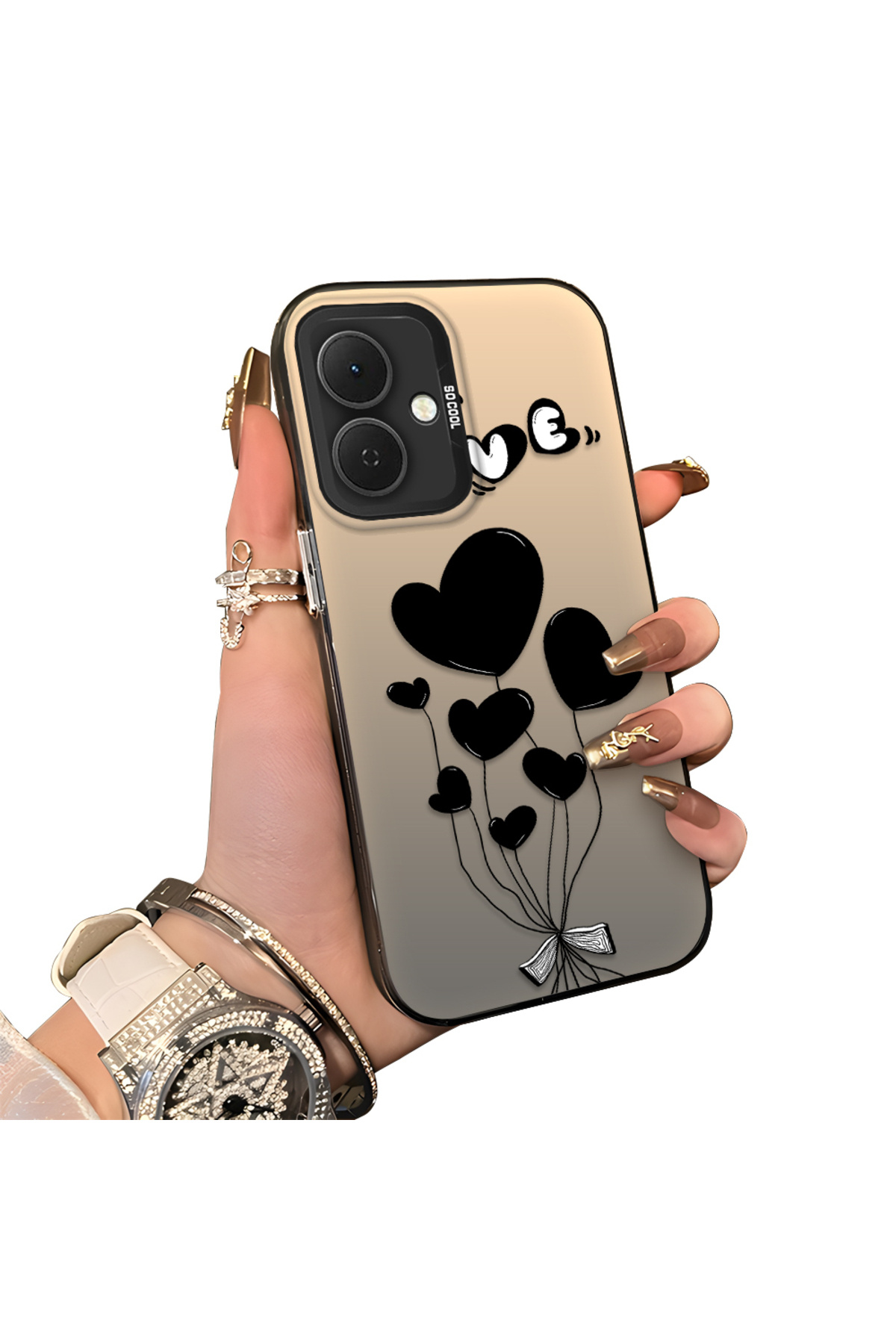 Tecno Spark Go 2 Compatible Heart Balloon Pattern Protected Silicone Phone Case