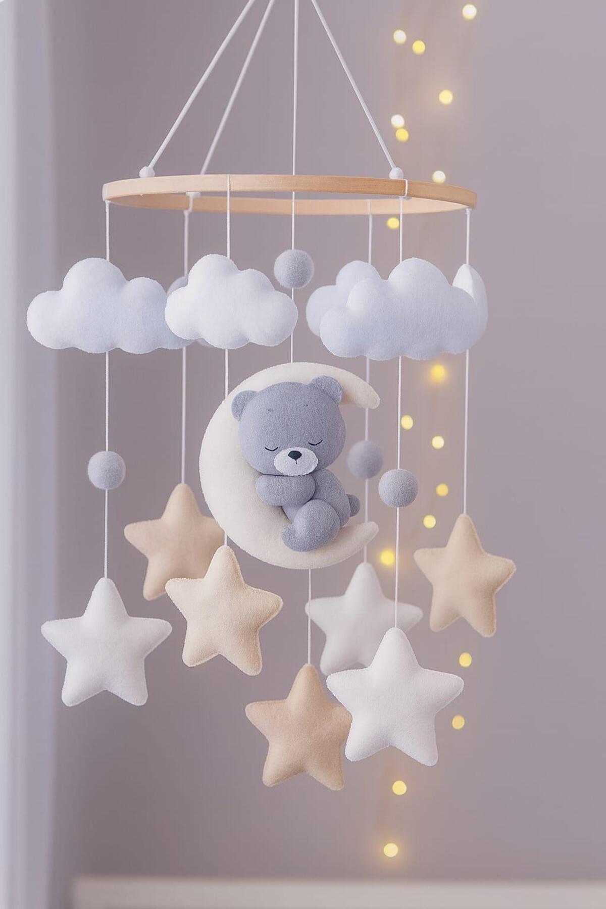 TREND METFİQ DECORATİON Keçe Bebek Dönencesi (El Yapımı) - Eğitici Beşik Üstü Oyuncak ve Bebek Odası Dekorasyonu hediye fotoğrafı 5 (önizleme)