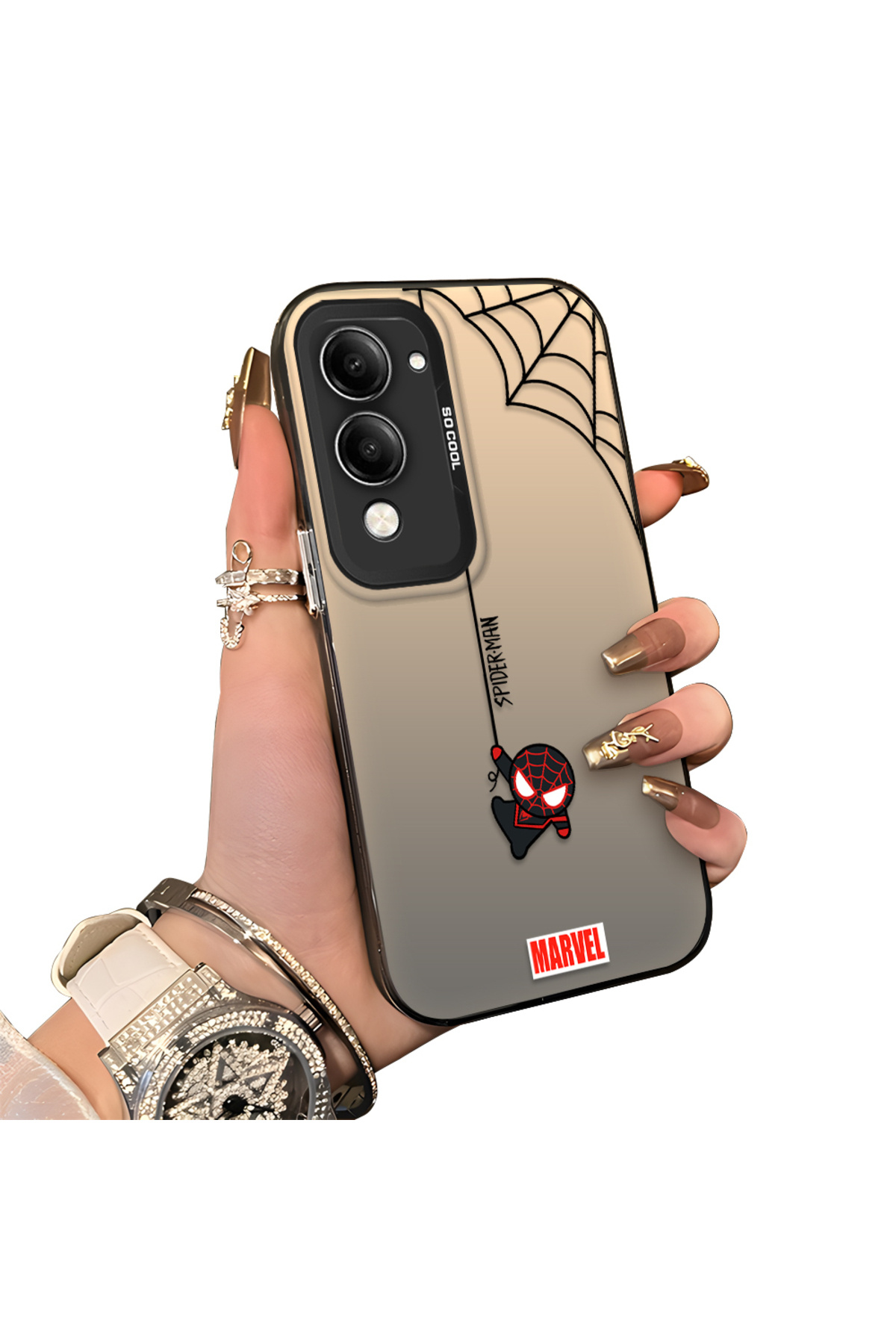 Vivo Y29S Compatible Hard Acrylic Rear Silicone Edge Lens Protection Case Spiderman