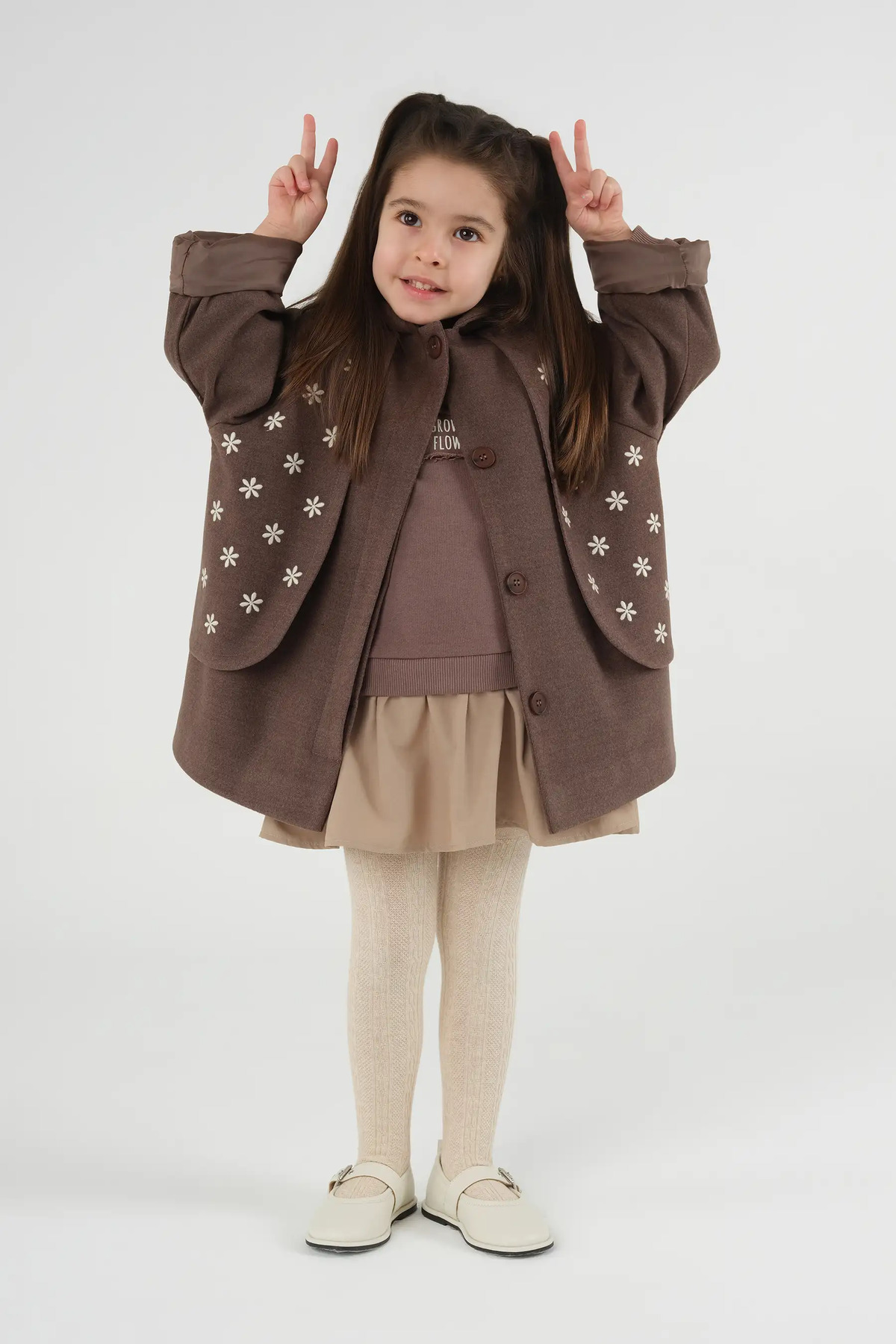 Mioma Kids Rüzgarlıklı Kaşe Kaban Kahve fotoğrafı 3 (önizleme)