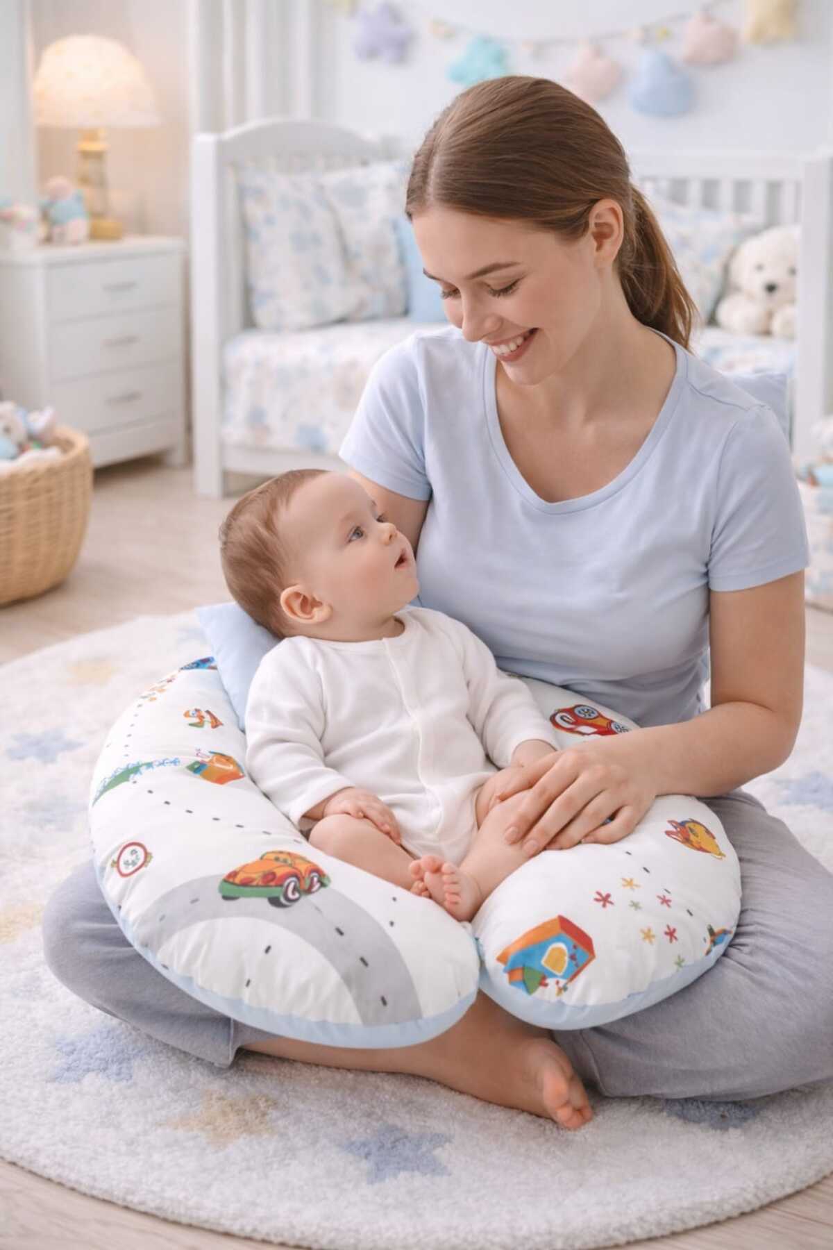 SALLHOMEE Emzirme Yastığı Bebek Destek Minderi – Çok Amaçlı Hamile & Emzirme Destek Yastığı – Yumuşak Dolgulu fotoğrafı 2 (önizleme)