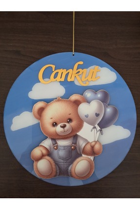 İLAYCA STORE Ayıcık Figürlü Bebek Kapı Süsü - Oda Dekoru (30 cm)(İsme Özel Ha...