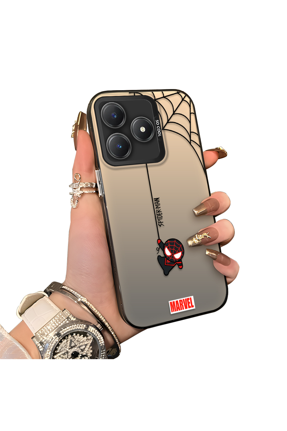 Realme Note 60 Compatible Hard Acrylic Rear Silicone Edge Lens Protection Case Spiderman