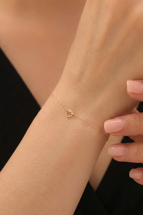 GençTaş Kuyumculuk 14 Ayar Altın Minimal Kalp Düğümü Bileklik