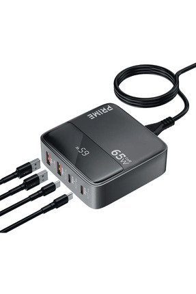 MATECHNO 65W Gan Hızlı Şarj Adaptörü 1.5mt 2xUSB PD 2xType-C Laptop Uyumlu LC...