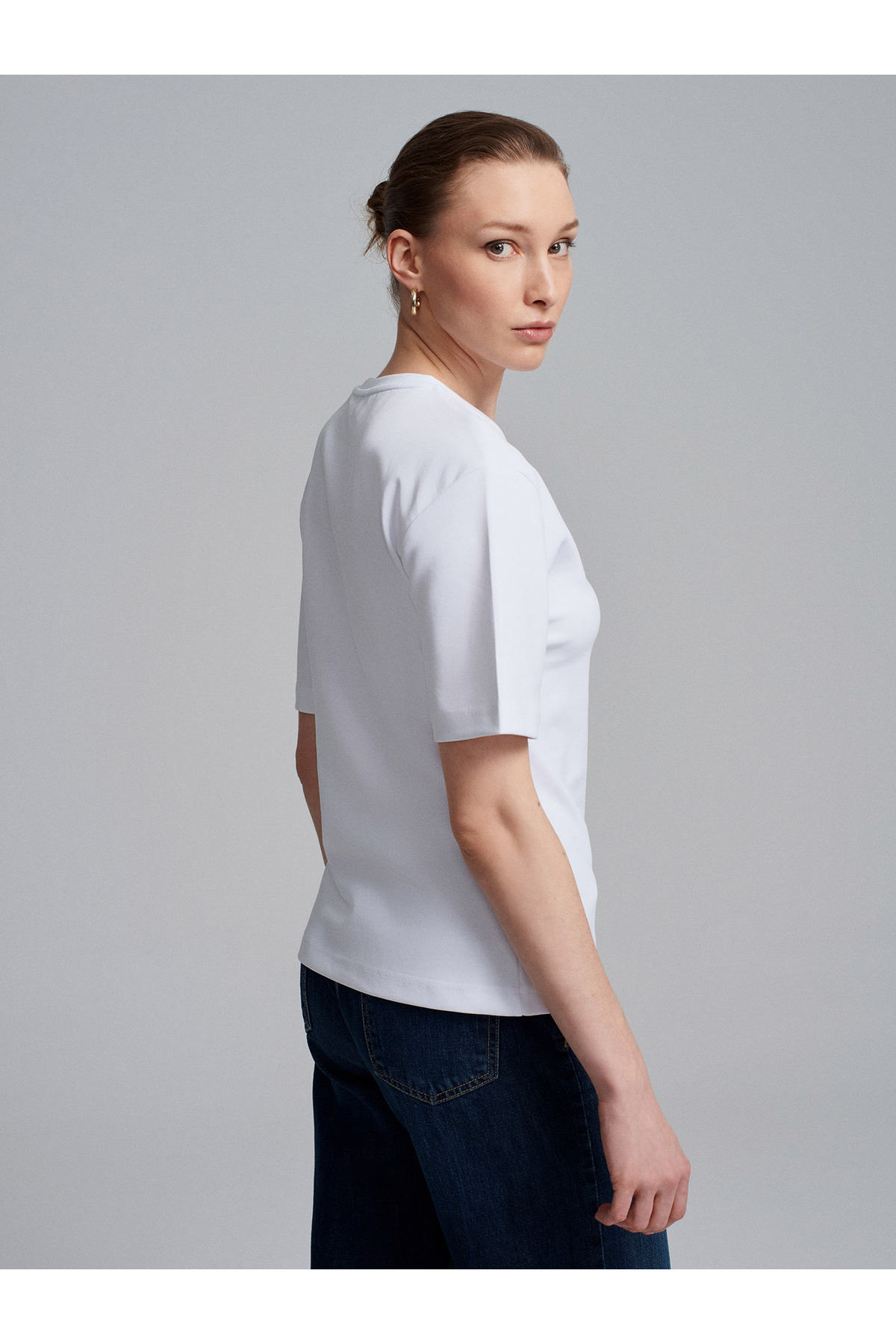 Dilvin  32445 Aksesuar Detaylı Basic T-Shirt-Beyaz - Görsel 2