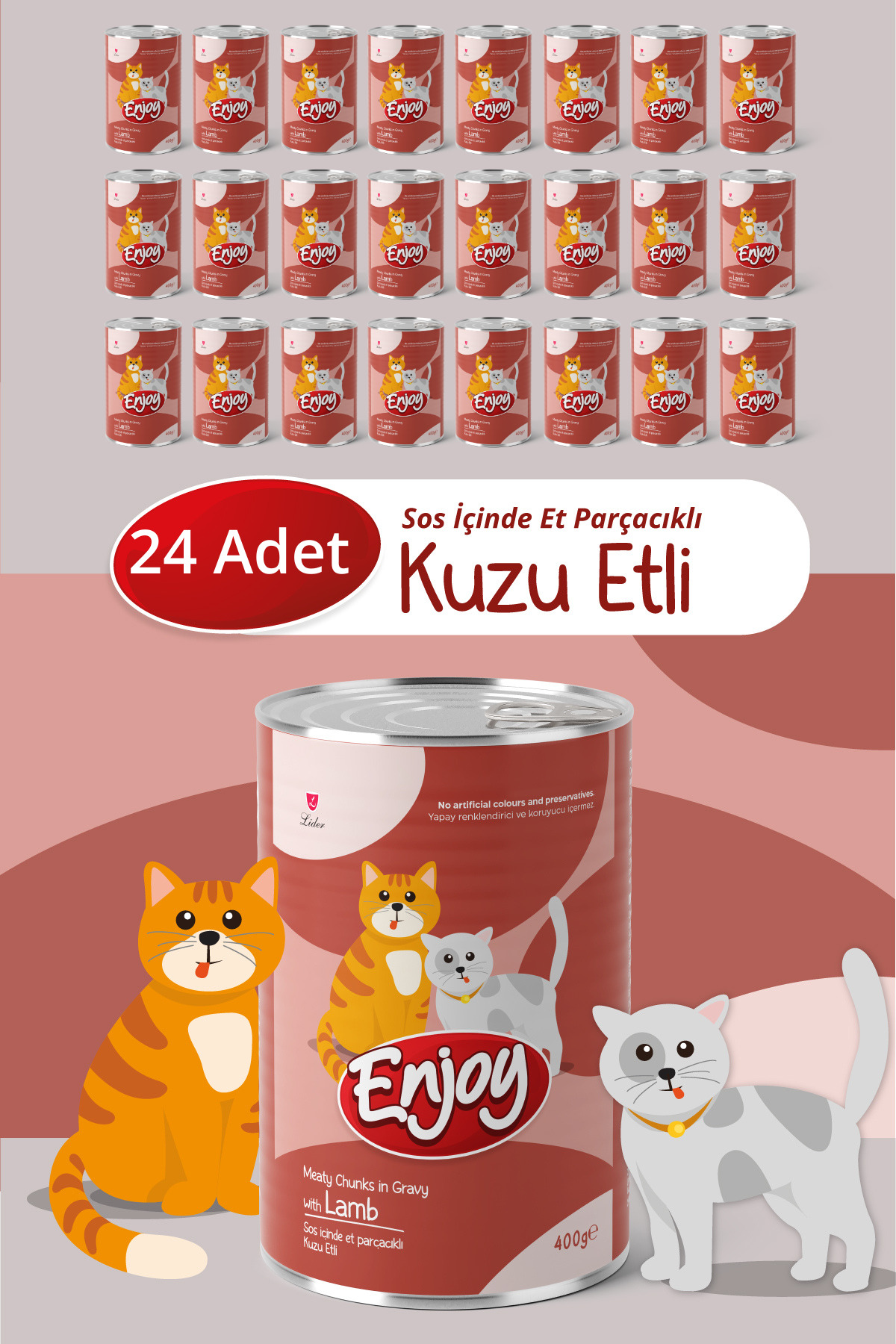Enjoy Kuzu Etli Kedi Konservesi Sos İçinde Et Parçacıklı 400 Gr x24 - Fiyatı, Yorumları