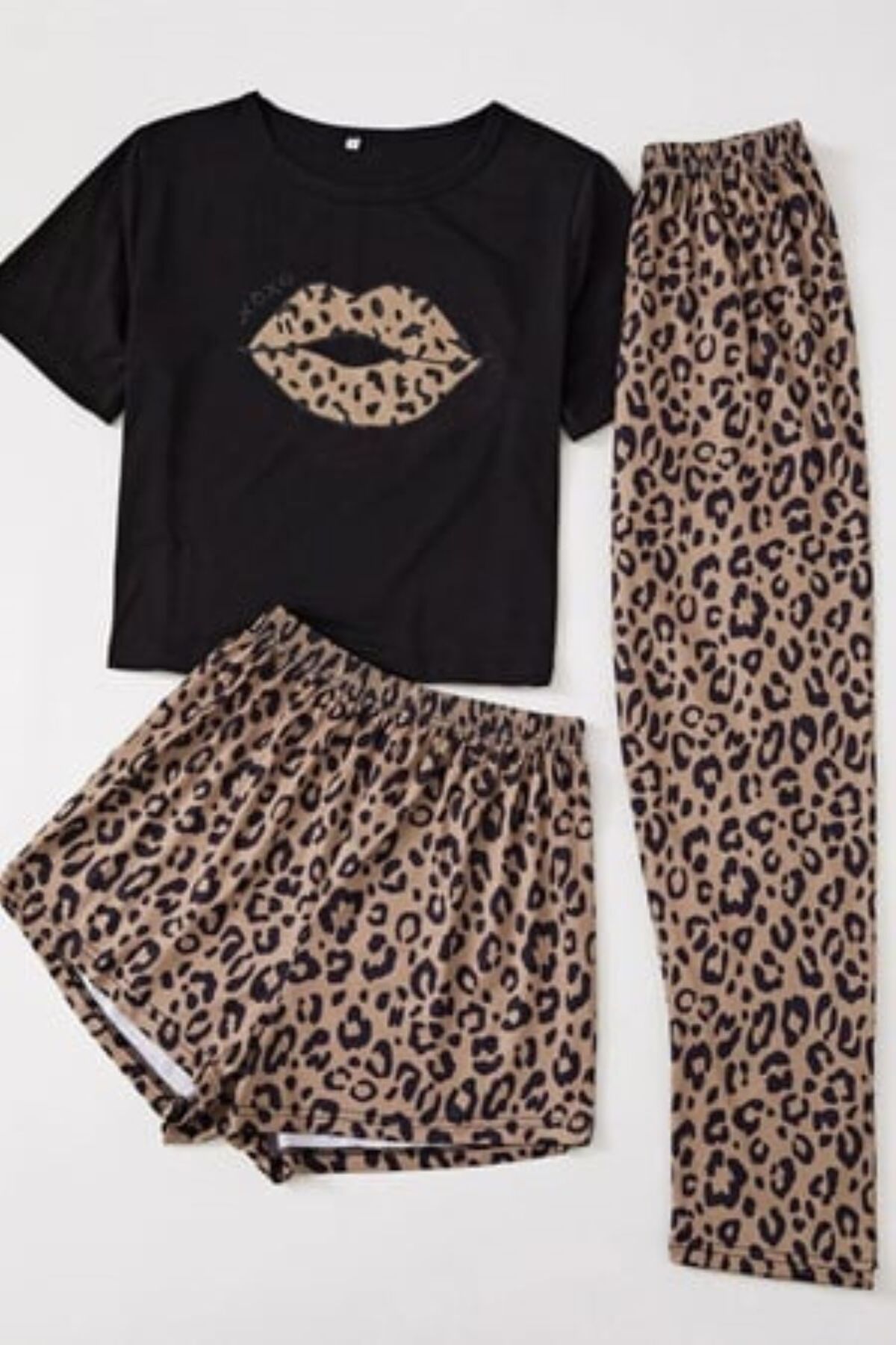 BELLA NOTTE 3-dijelni Sa leopard dezenom Pamuk komadni set pidžama