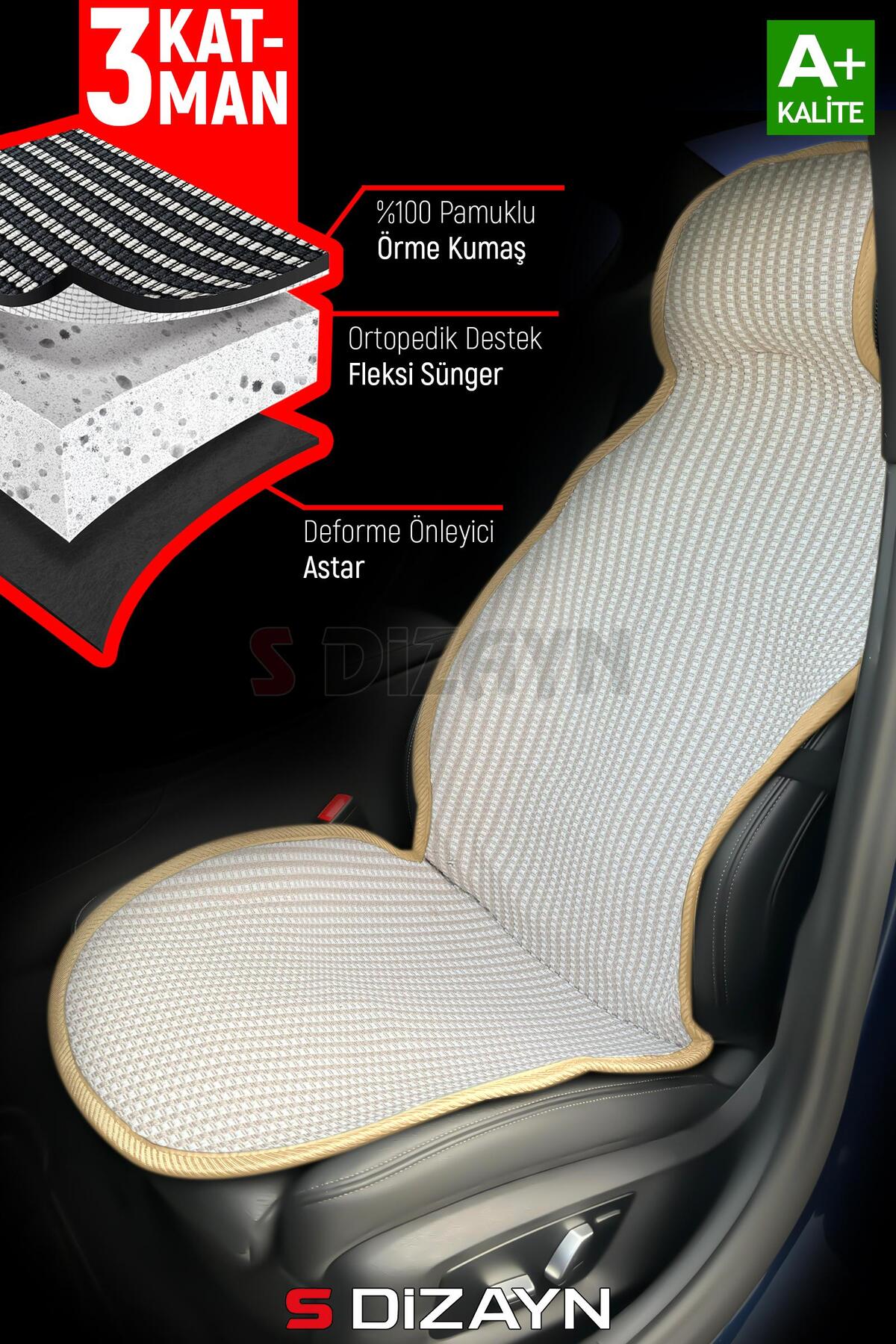 S Dizayn S-Dizayn Oto Koltuk Koruyucu Kılıf Set Krem Universal 2+3 Parça Ön Arka TOK-KR-5 fotoğrafı 6 (önizleme)