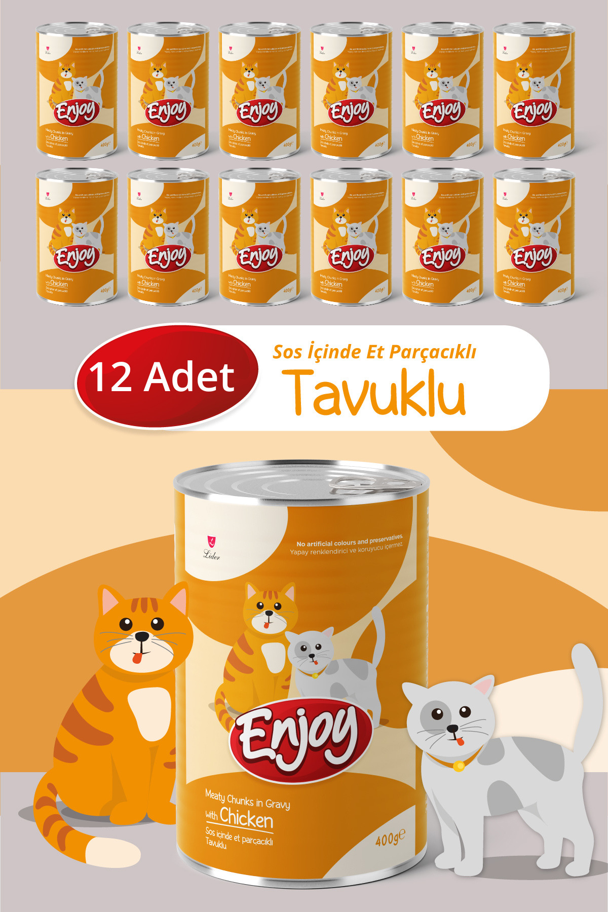 Enjoy Tavuklu Kedi Konservesi Sos İçinde Et Parçacıklı 400 Gr x12 - Fiyatı, Yorumları