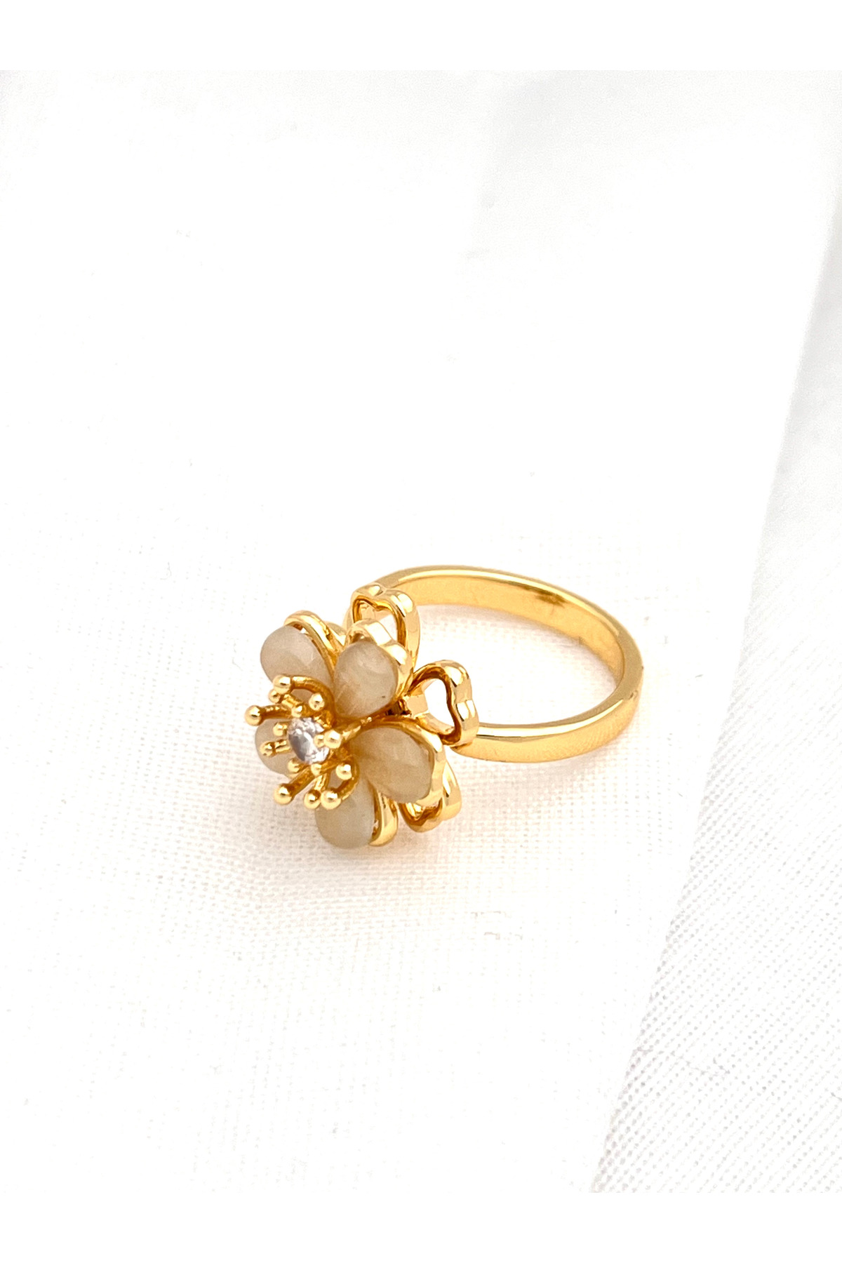 Siya Silver  Çelik Dönen Ayarlanabilir Zirkon Taşlı Papatya Stres Yüzüğü - Görsel 5