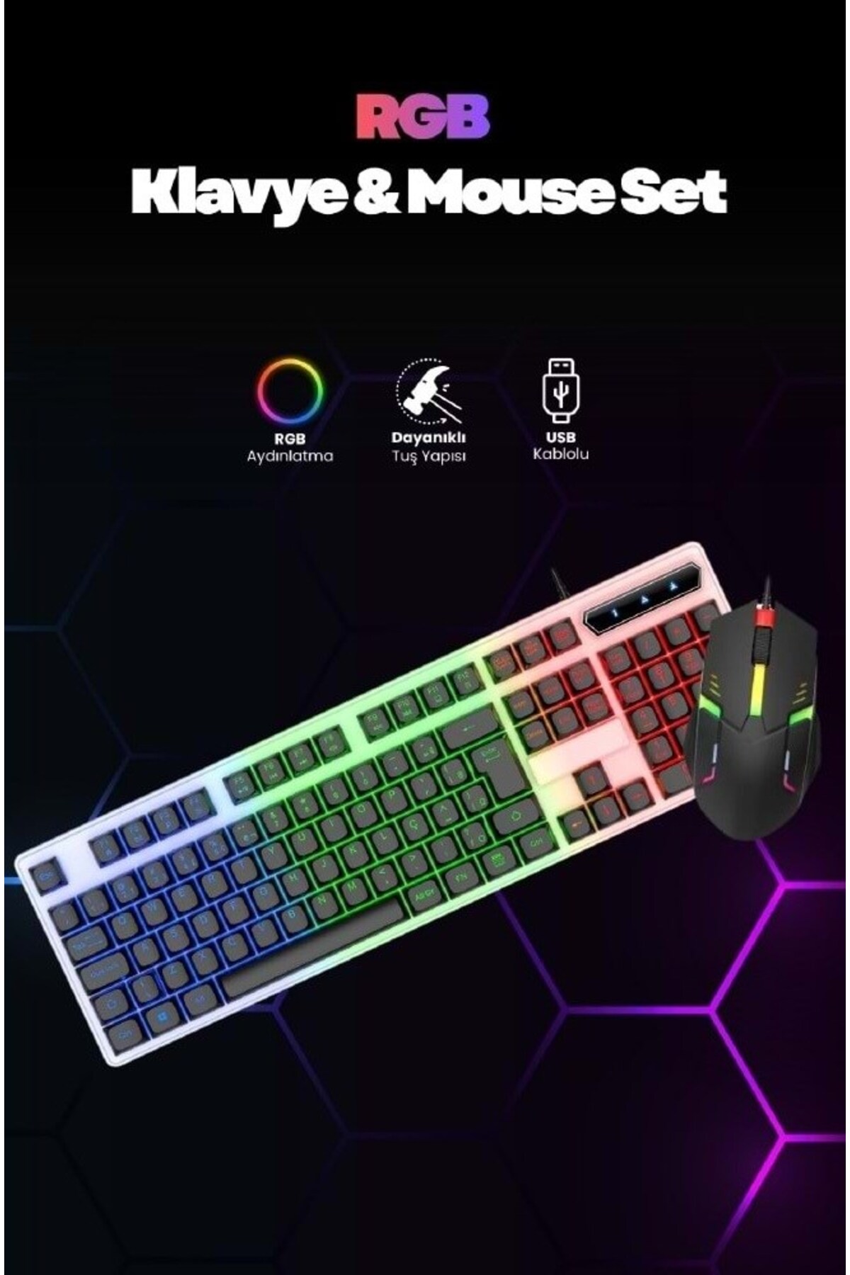 Concord C-67 Kablolu Gaming Rgb Işıklı Standart Türkçe Q Klavye