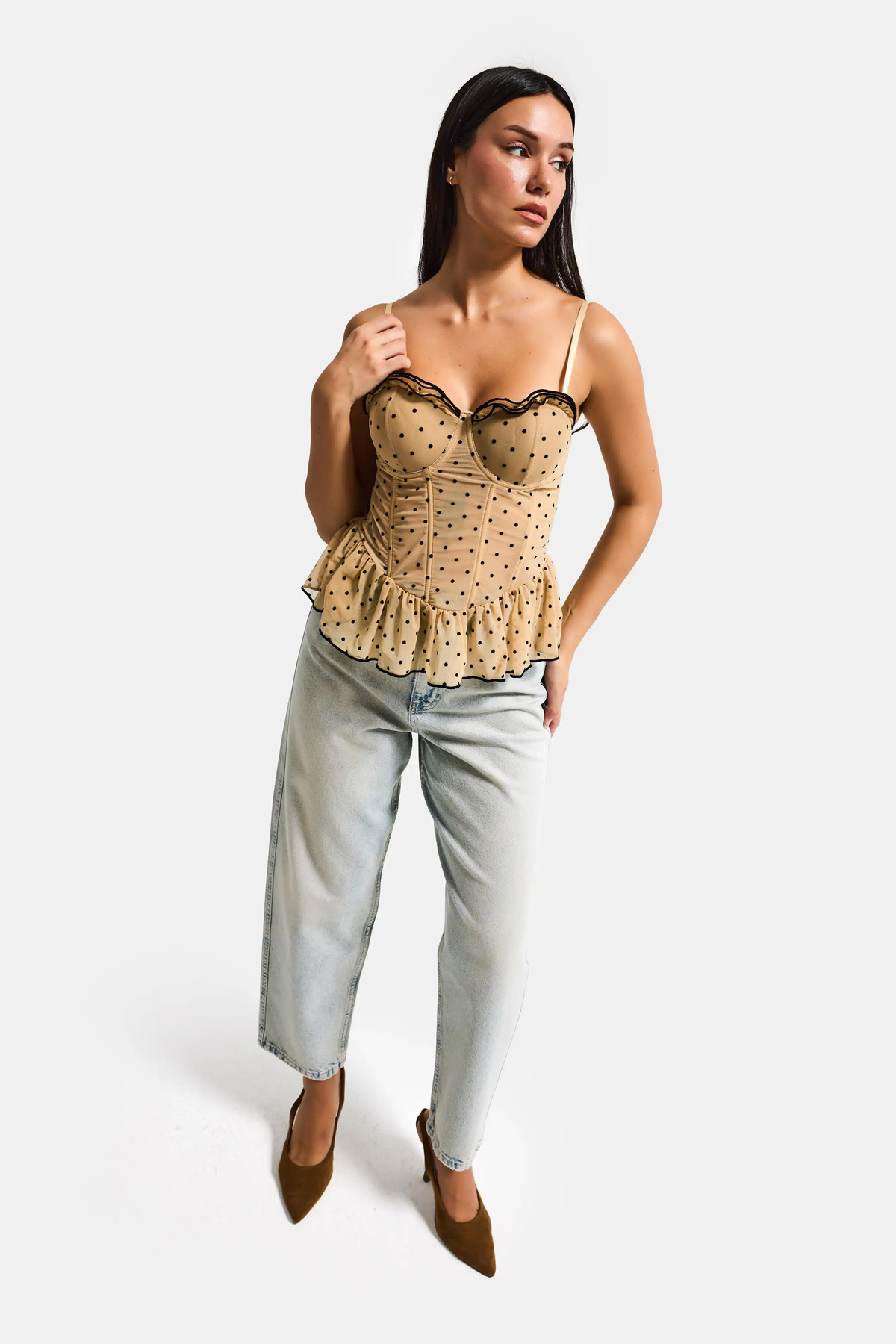 it's basic  Kadın Bej w5 Balenli Cup Destekli Askılı Büstiyer - Görsel 4