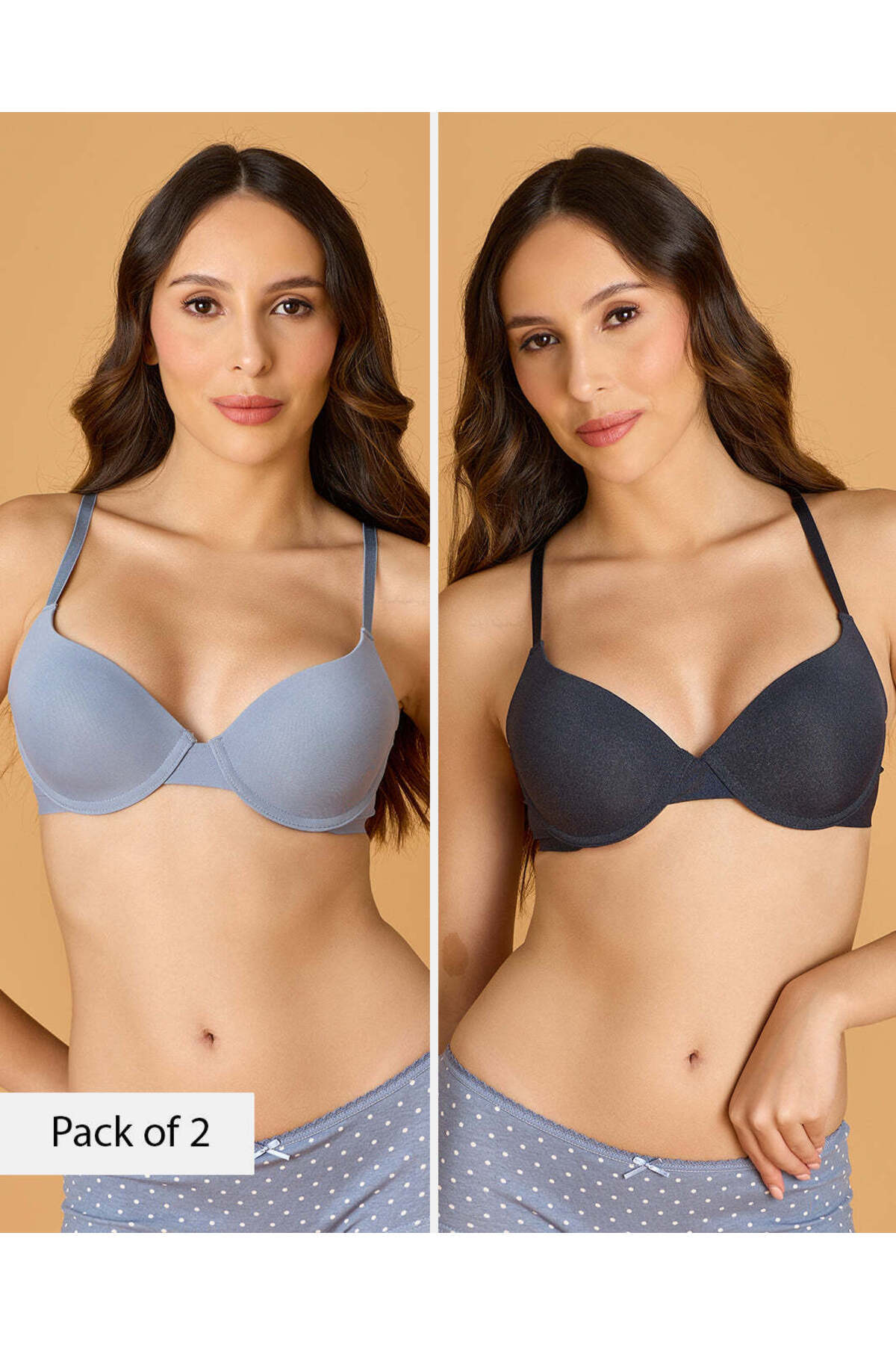 REDTAG Women Assorted Melange T Shirt Bra 2 Piece