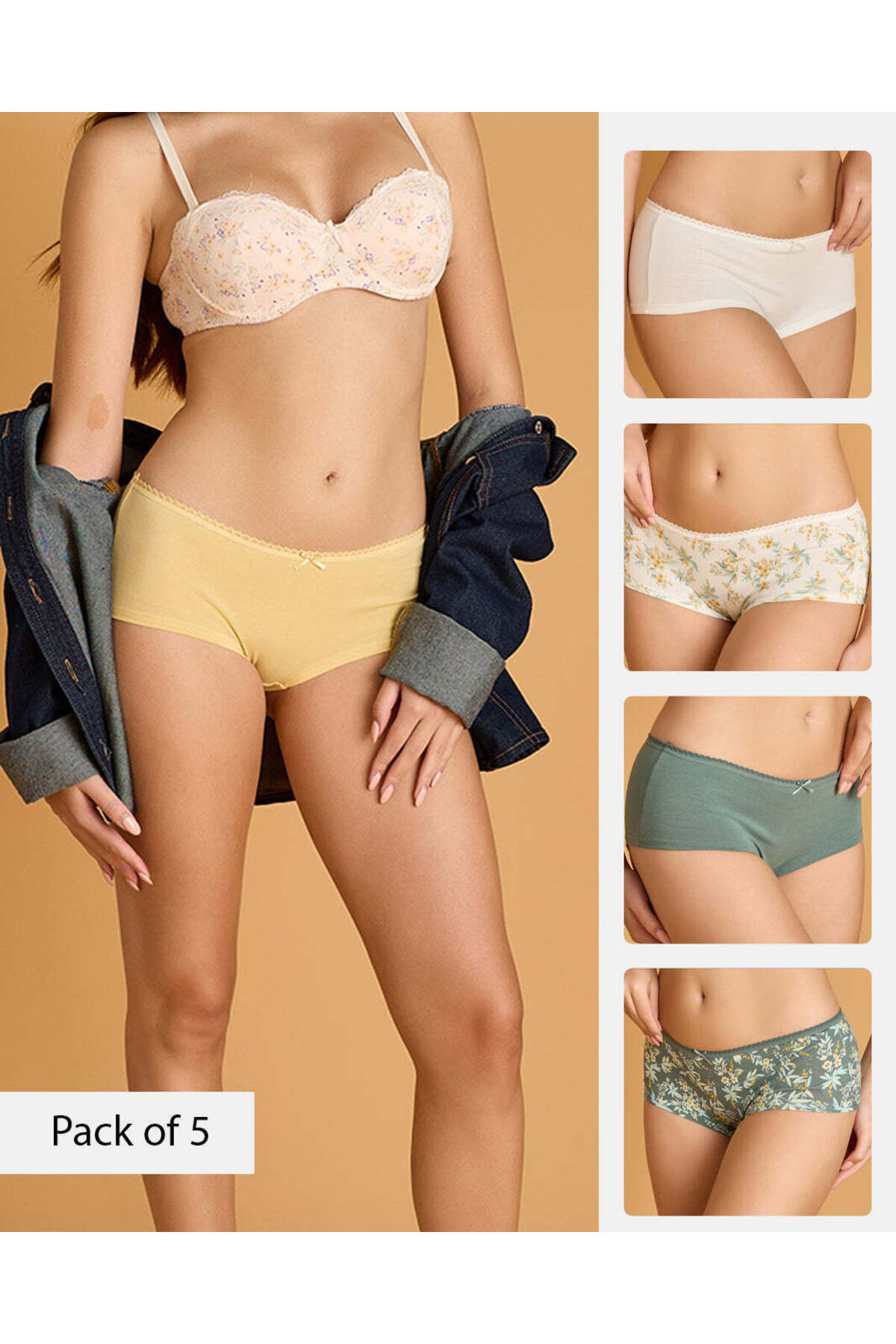 REDTAG Women Assorted 5 Pack 365 Full Brief