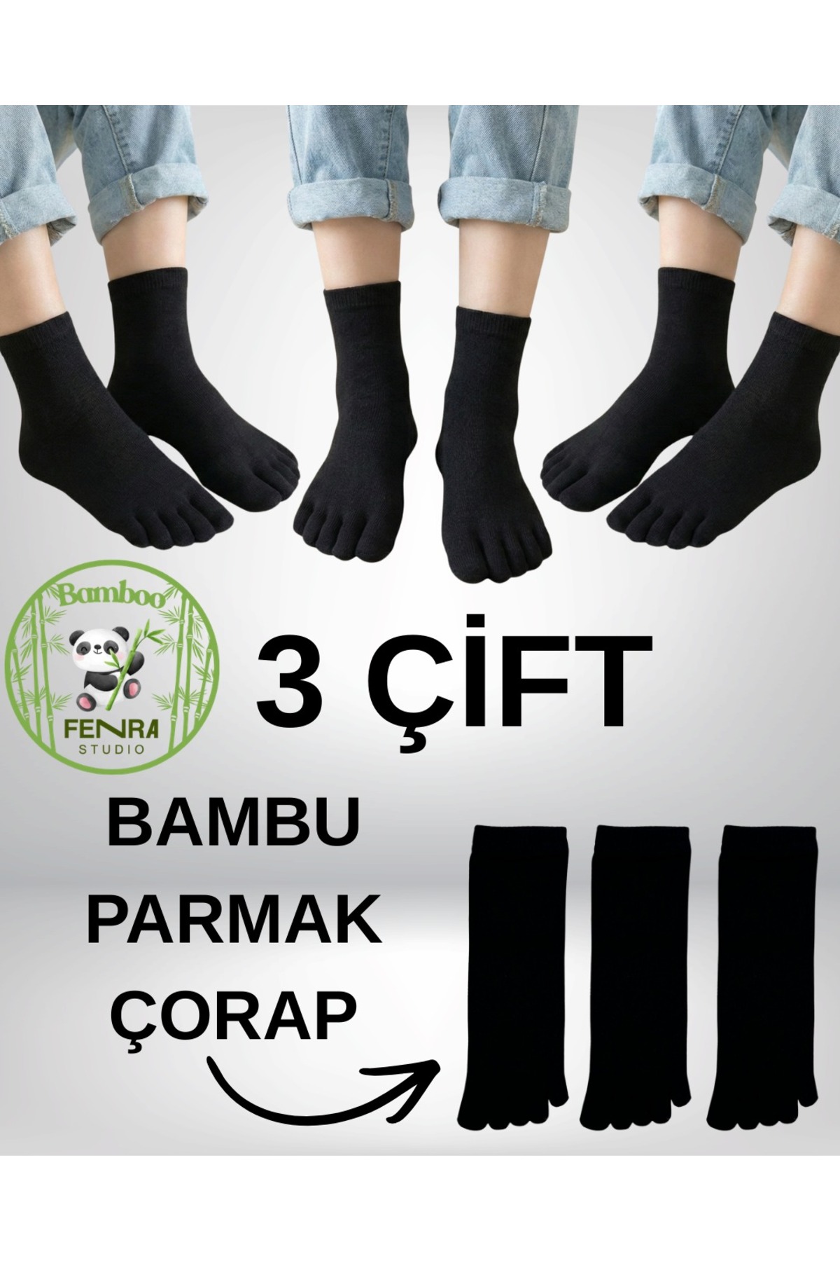 Women's 3-Piece Bamboo Fingered Fragrance and Anti-Fungal Black Breathable Socket Socks Set