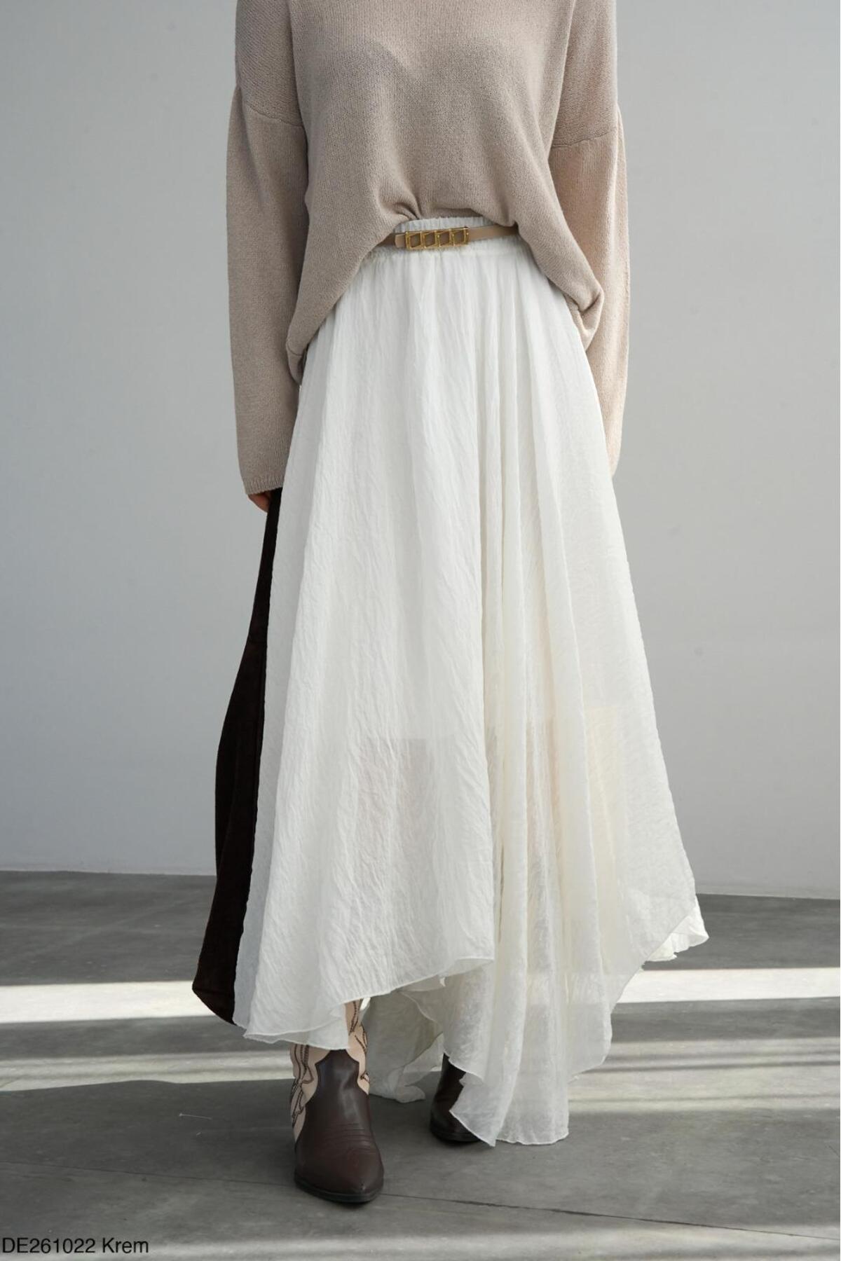 CADDELAMODA  Asimetrik Kesim Astarlı Premium Etek - Görsel 2