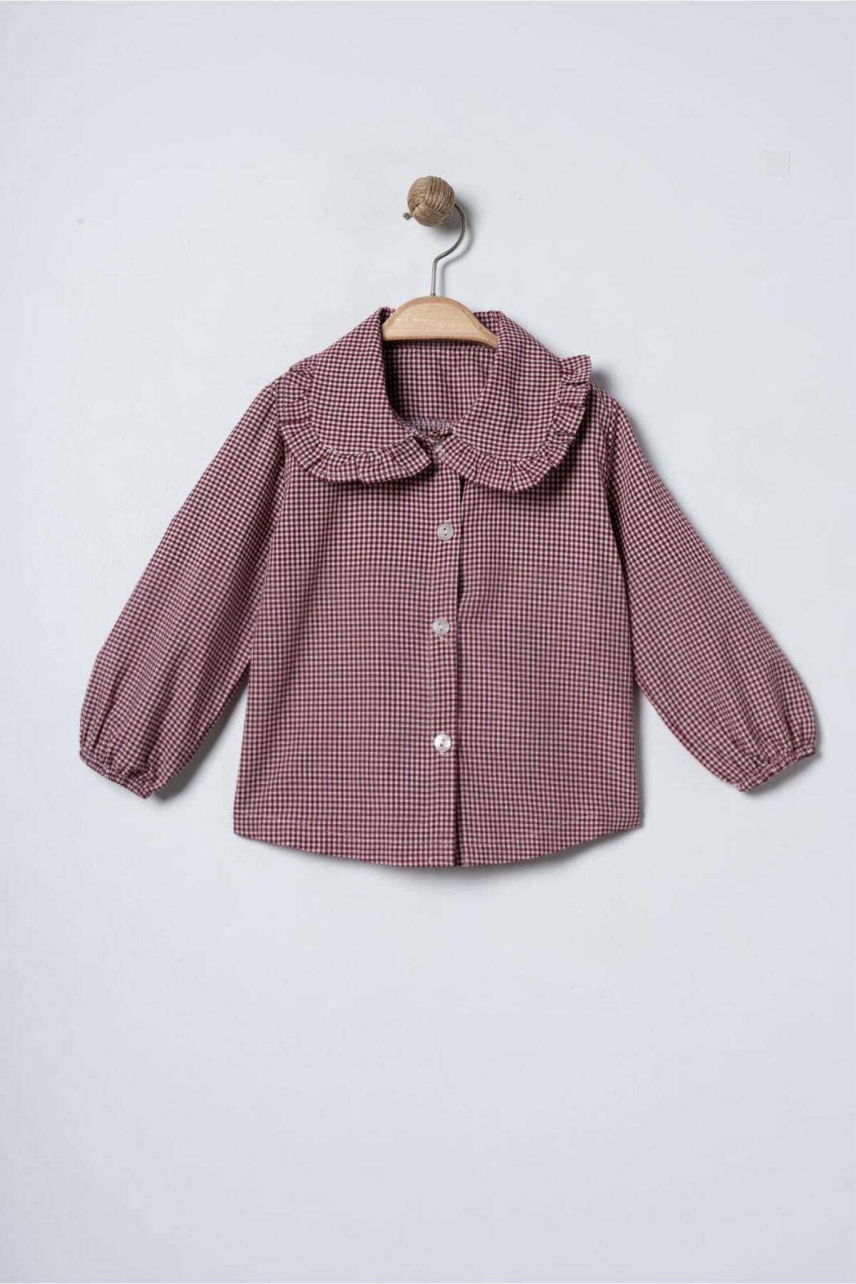 Minoviababykids Kız Çocuk Pitikare Gömlekli Jile Elbise Takım Fırfır Yaka Cepli fotoğrafı 4 (önizleme)