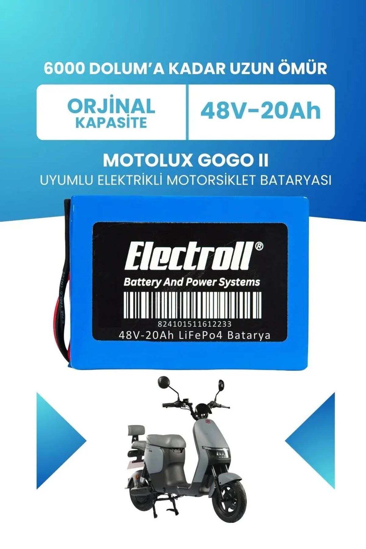 ELECTROLL Motolux Gogo II Uyumlu Batarya (Standart Kapasite