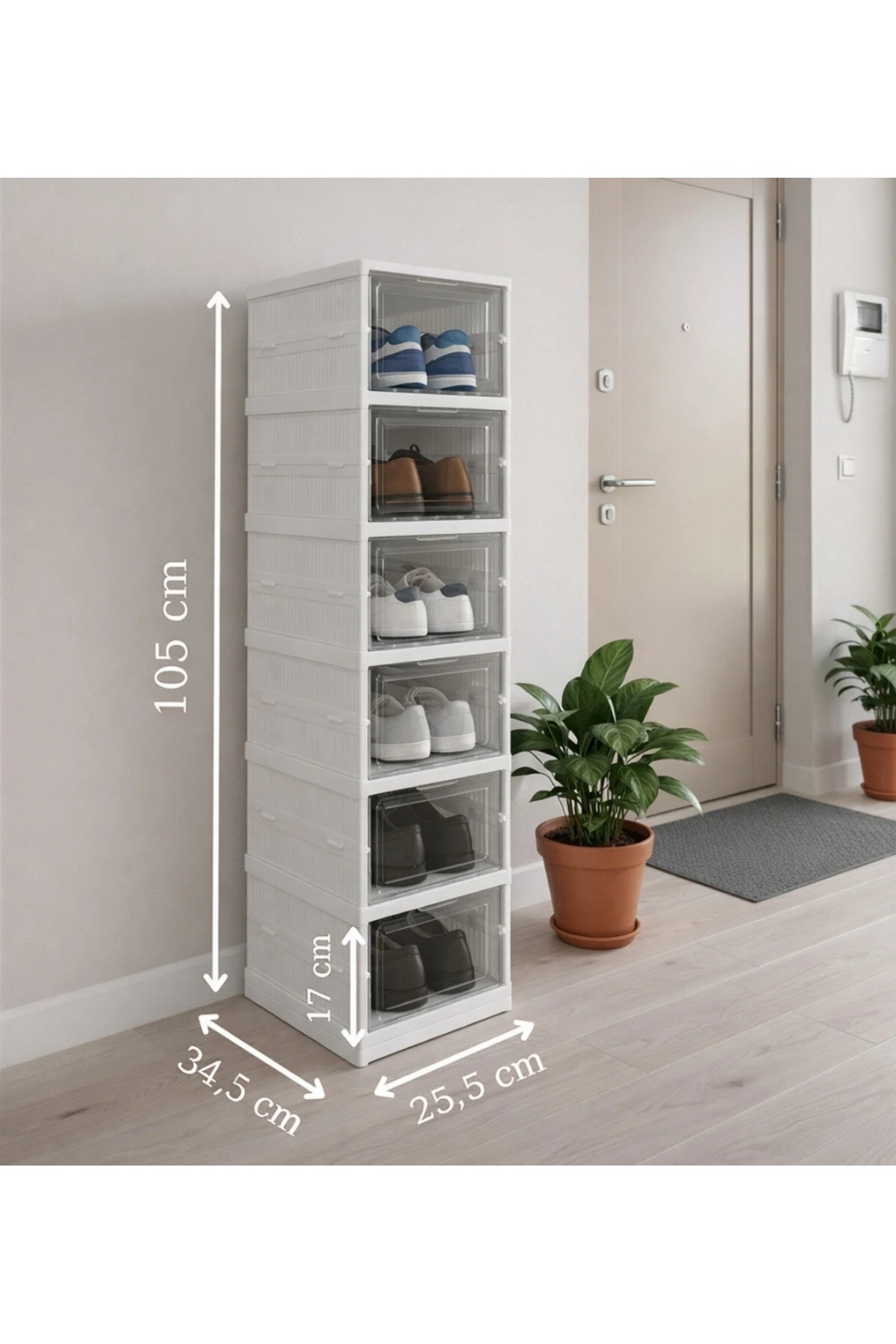 6 Tier Modular Shoe Holder Luxury Shoe Box Set Cabinet Folding Stackable Shoe Holder