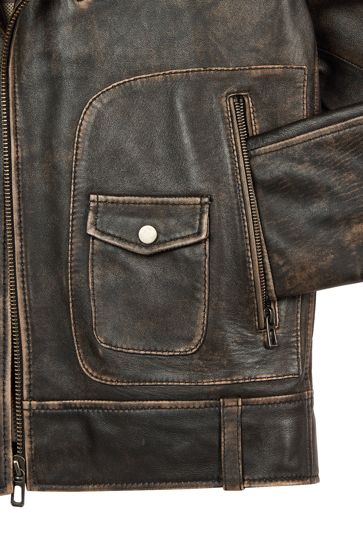 Derimod  Carter Erkek Kahverengi Biker Deri Mont 25WGD6490G6 - Görsel 7