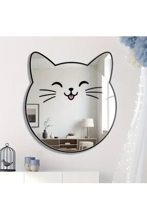 eslazerkesim Kedi Figürlü Aynalı Pleksi Duvar Dekoru - 50x50 cm Hafif ve Güve...