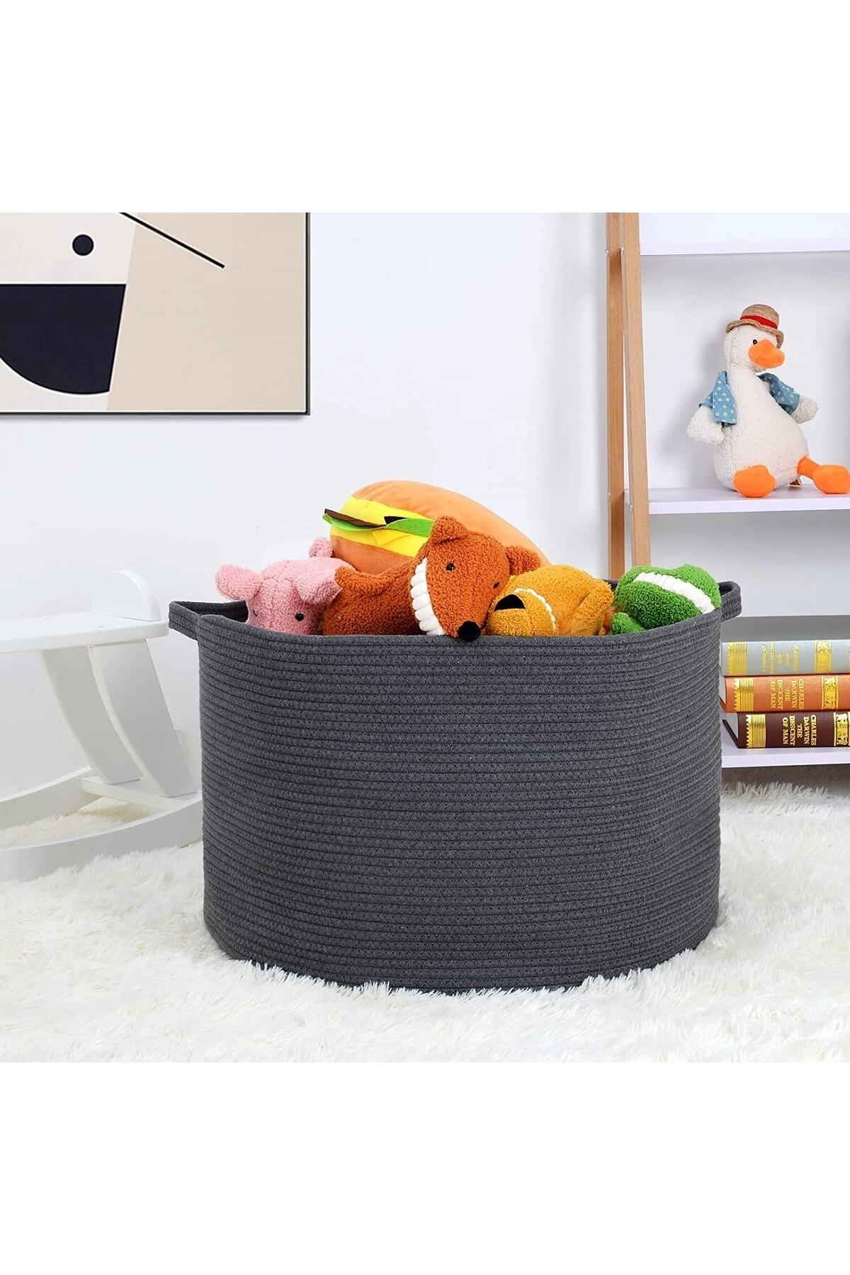 Saatistan Yumuşak Büyük Jüt ve Pamuklu Saklama Sepeti, Bebek Eşyası Organizeri fotoğrafı 2 (önizleme)