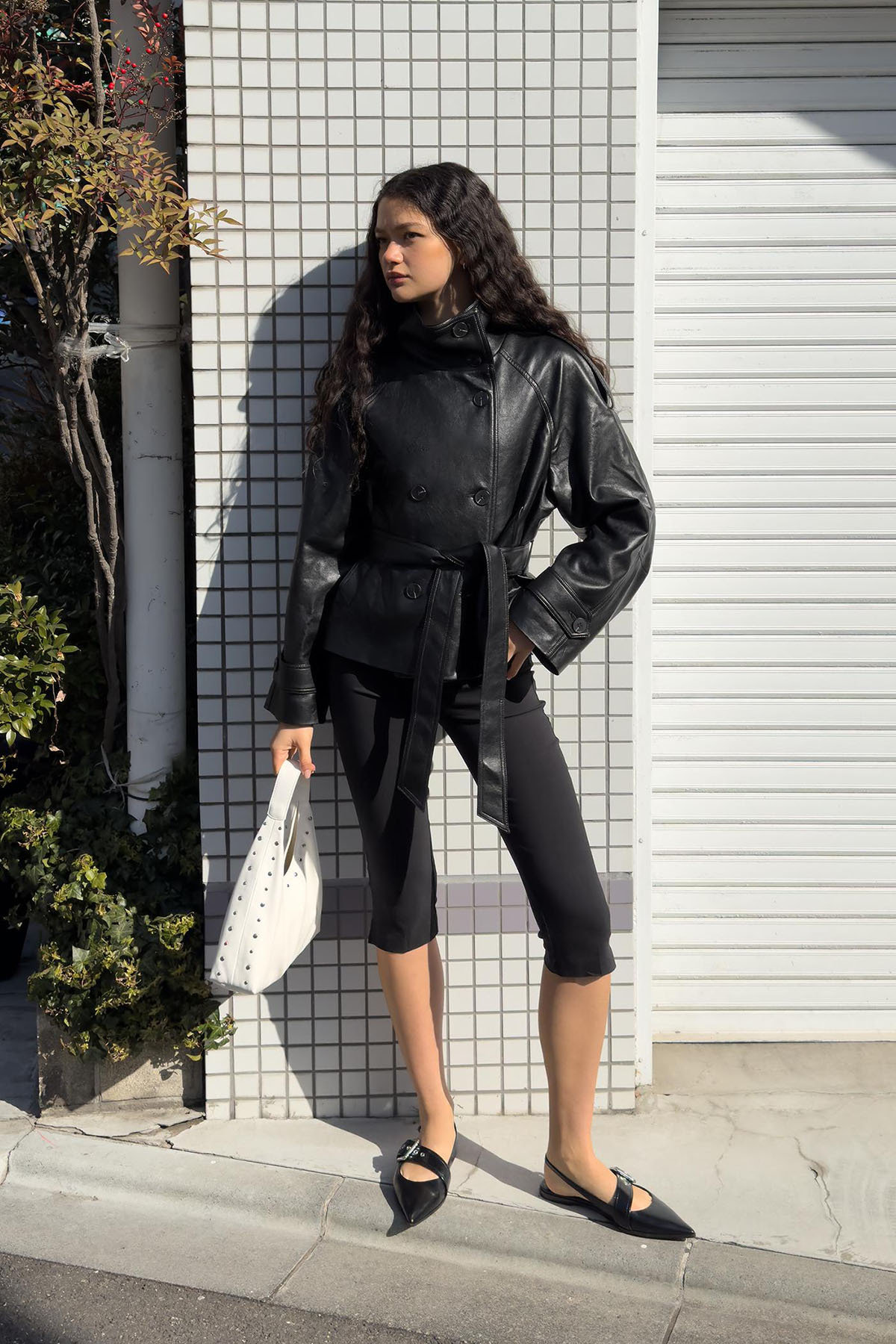 Moderk  BSK Suni Deri Dik Yaka Astarlı Kadın Deri Ceket Trenç Trençkot - Görsel 4