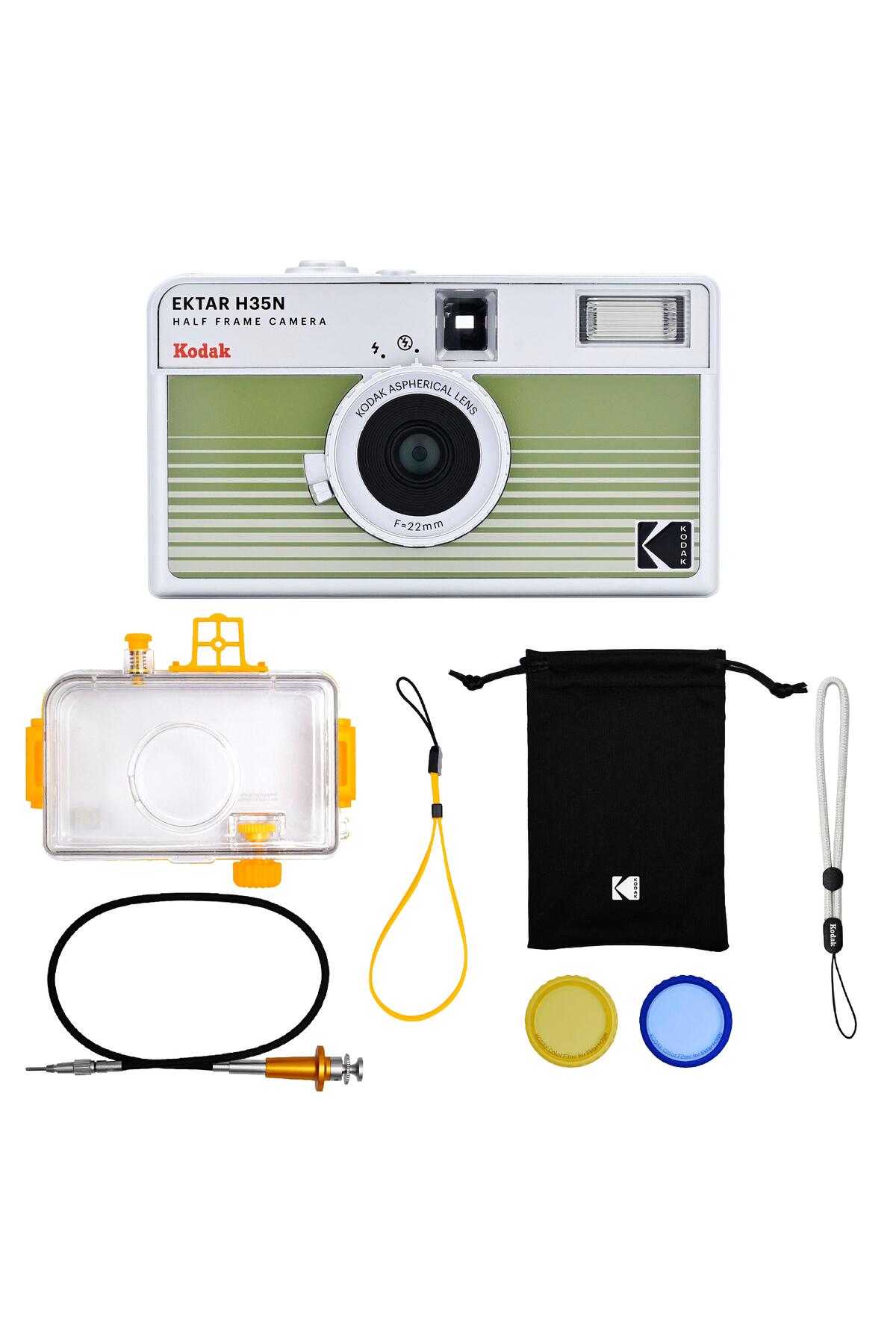 Kodak EKTAR H35N 35mm FIlmlI Fotoğraf MakInesI- PremIum Paket-ÇIzgIlI YeşIl