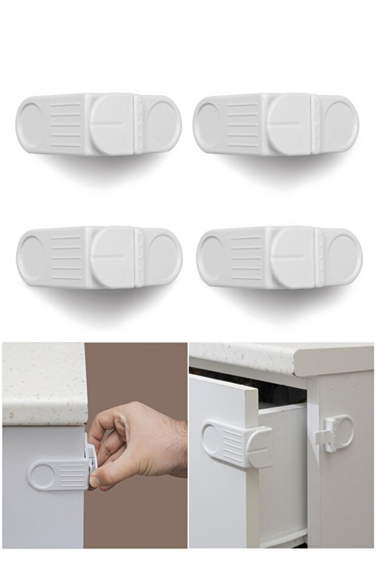 İdeal Baby 1 Adet Güvenlik Emniyet Kilidi Çok Amaçlı Köşe Kilidi Dolap Fırın Kilidi Evde Güvenlik fotoğrafı 4 (önizleme)