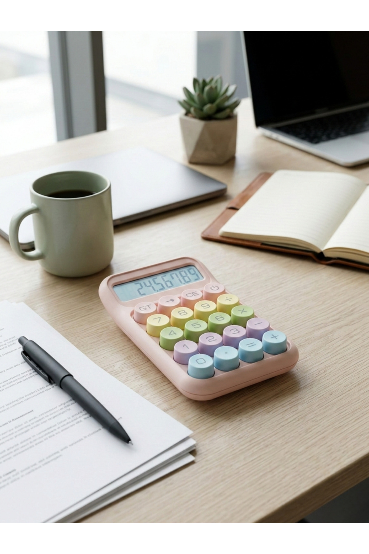 Hardin Renkli İnce Tasarım Pastel Hesap Makinesi - Pembe