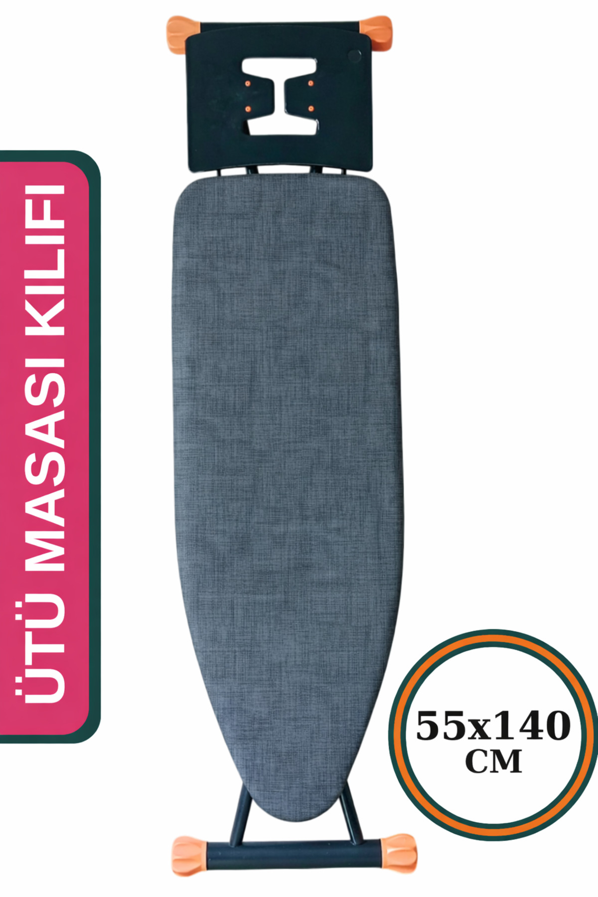 Ironing Board Cover Large Size Felt Pouch Cover with Stopper 55x140cm GREY