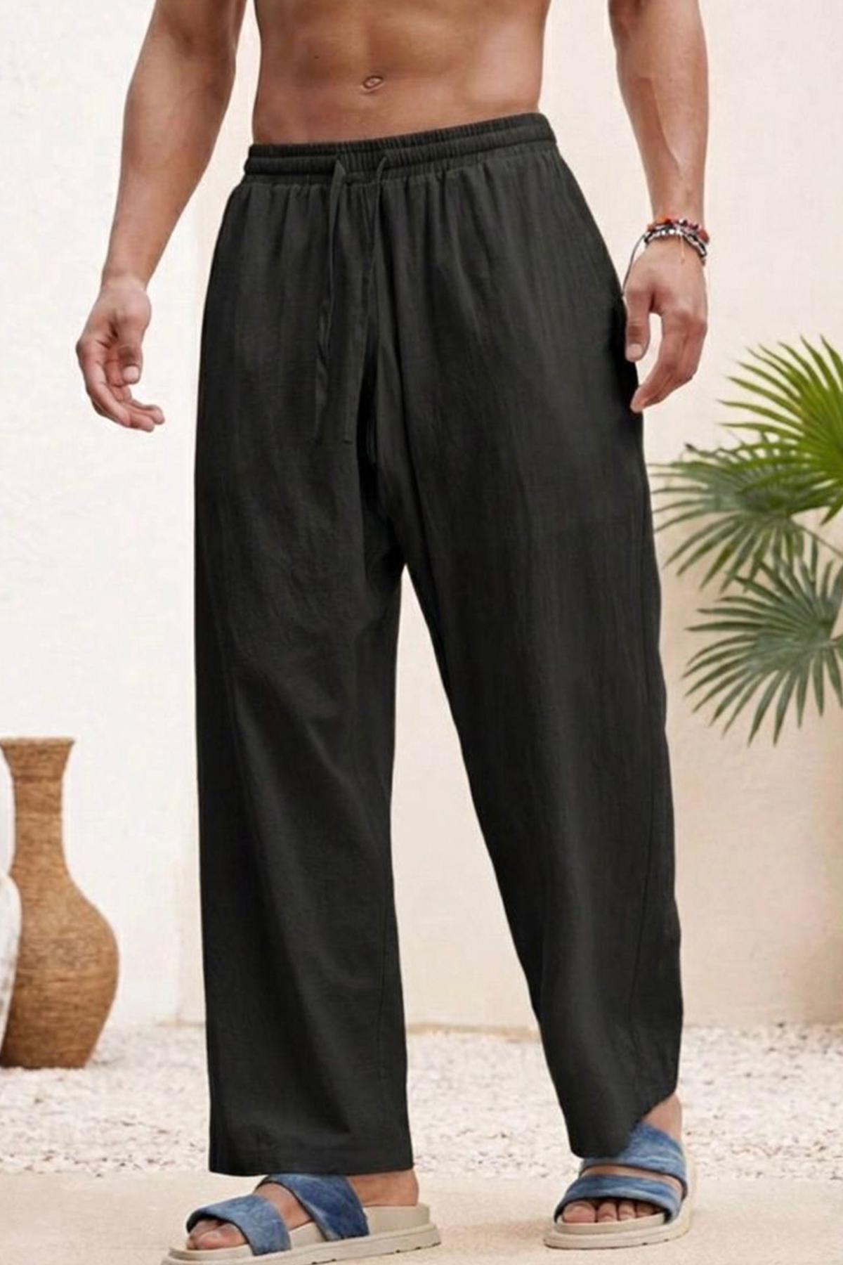 North London Men's Oversize Linen Blend Trousers