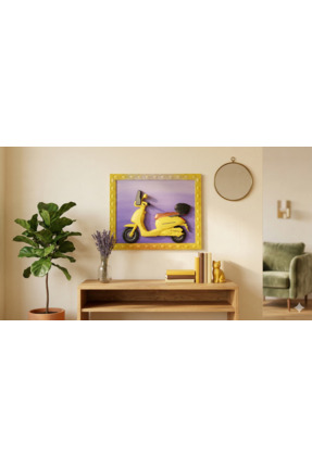 Albeno El Yapımı 3D Kabartma Rölyef Scooter Motor Tablosu – Reçine Duvar Süsü...