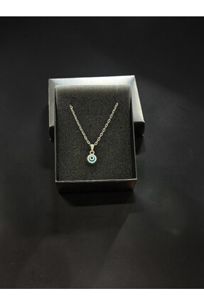 BEKAZEN Gümüş Kaplama Nazar Boncuğu Kolye - Minimalist Tasarım Şans Kolyesi -...