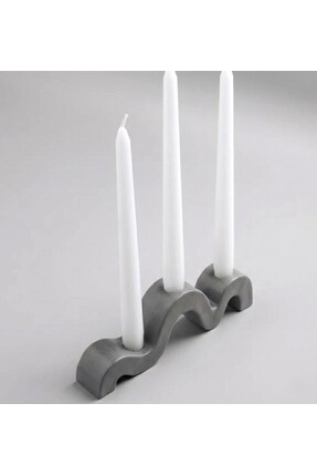 Homera Design Modern Kıvrımlı El Yapımı Beton Şamdan - 3’lü Mum Yeri