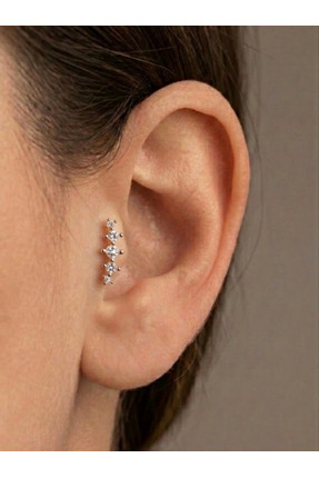 alysa jewelry Cerrahi Çelik zirkon taşlı Piercing 6mm arkası düz Tragus uyumlu