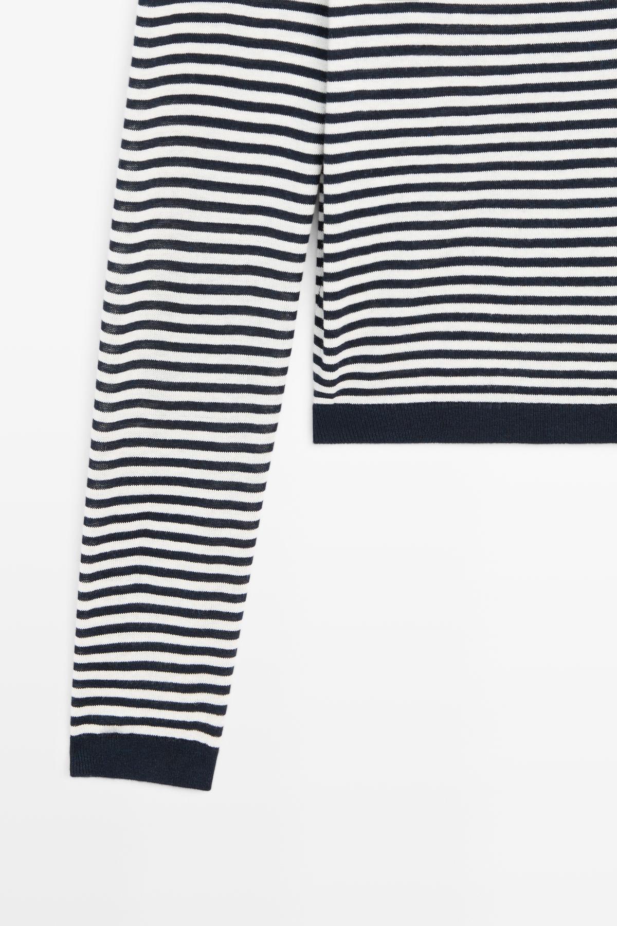 Massimo Dutti  Pamuk ipek karışımlı çizgili triko kazak - Görsel 7