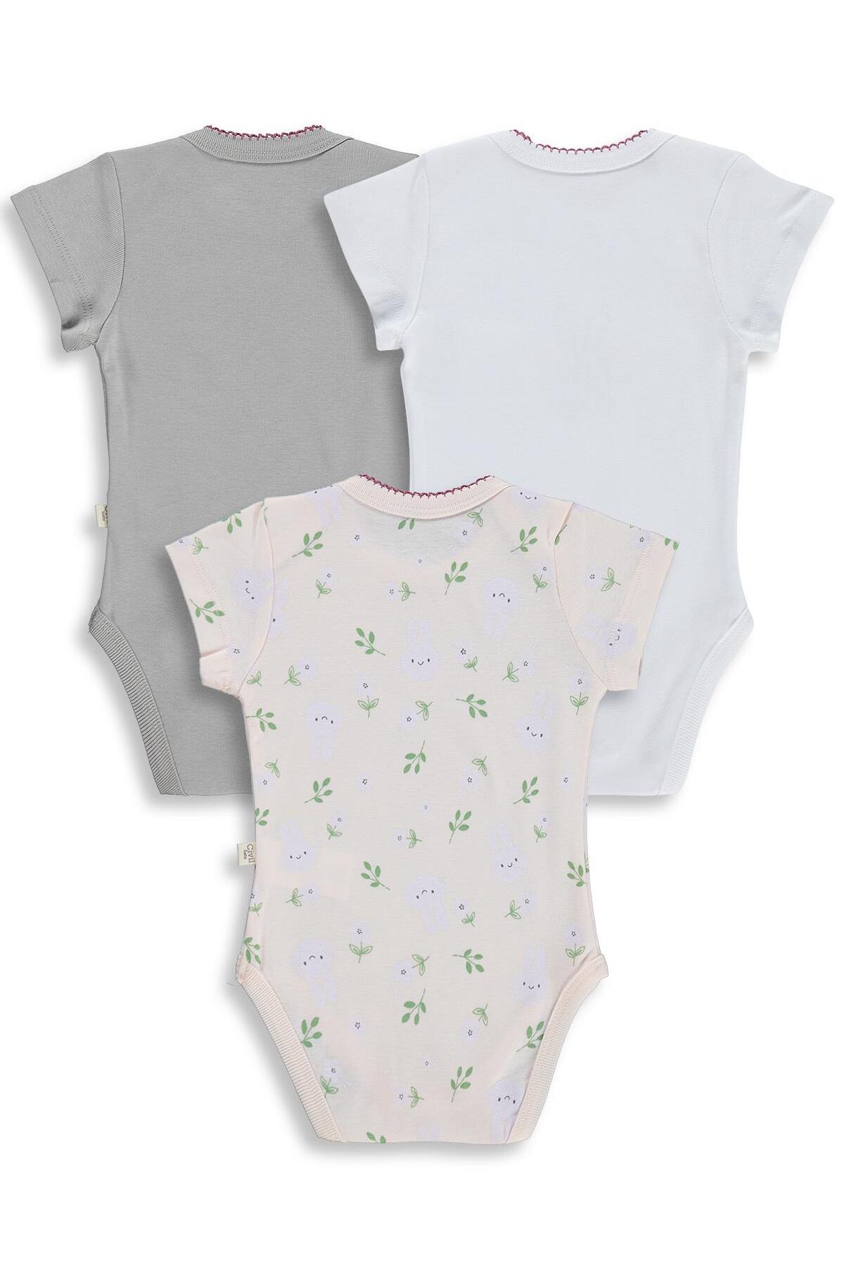 Civil Baby Tavşan Empirmeli 3 Lü 1-36 Ay Çıtçıtlı Badi - Pudra fotoğrafı 2 (önizleme)