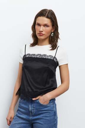 urban focus Dantelli Saten Bluz