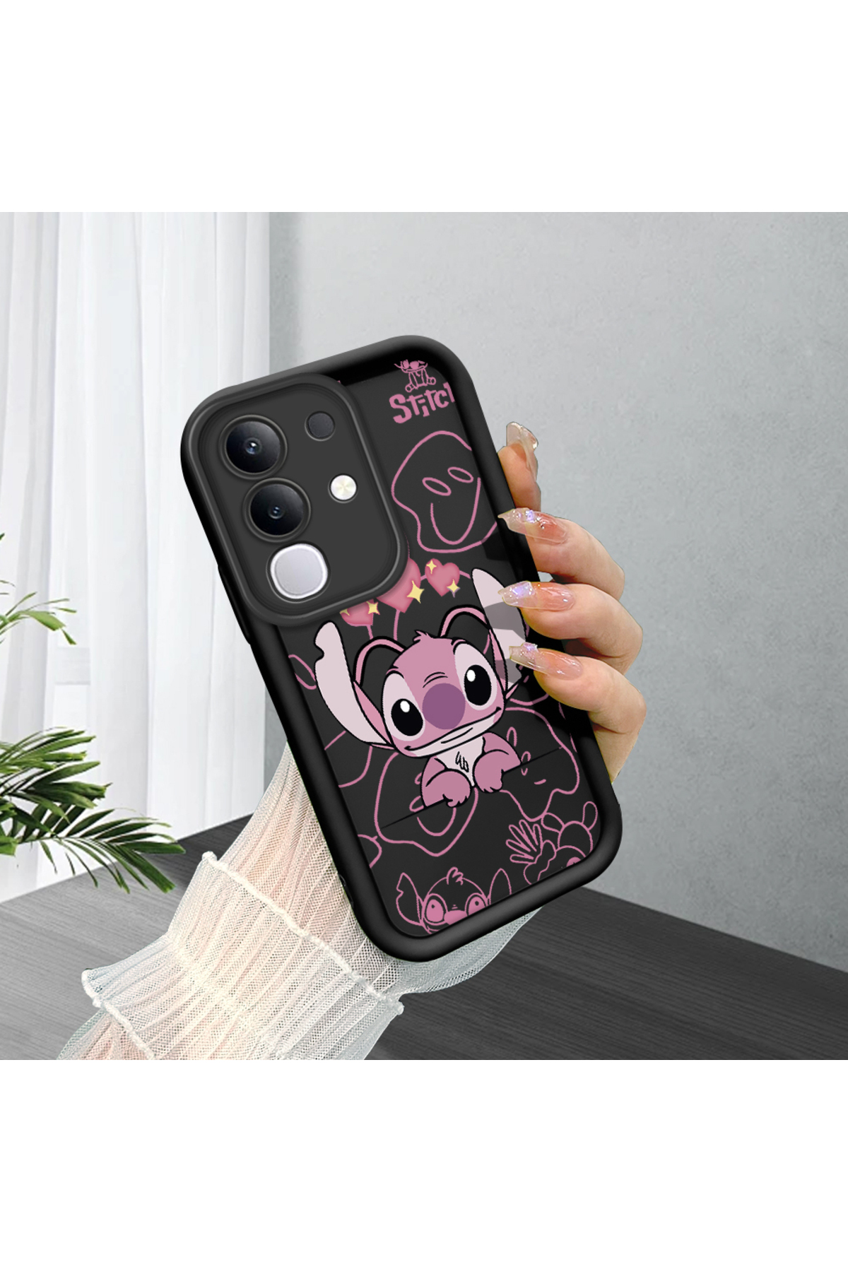 Vivo Y29 4G Compatible Black Silicone Case Shockproof Camera Shielded Stitch Pattern