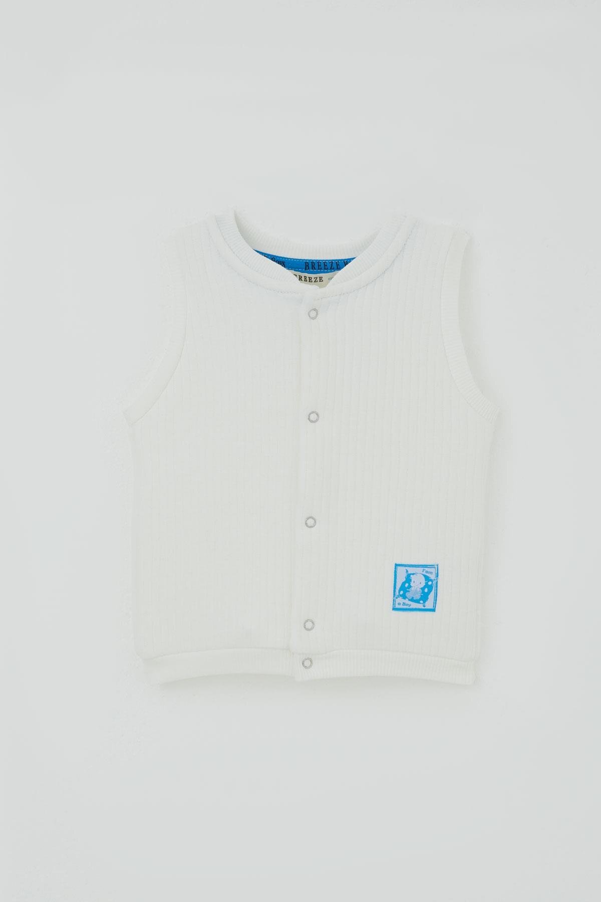 Breeze Erkek Bebek Yelek Çıtçıtlı Sevimli Bebek Armalı 4 Ay-4 Yaş, Ekru fotoğrafı 2 (önizleme)