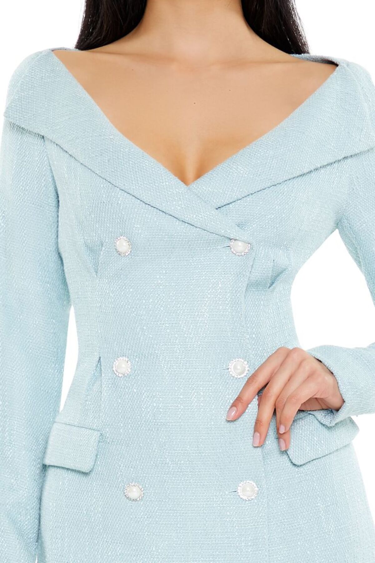 Forever 21  Tüvit Çift Düğmeli Mini Elbise - Görsel 3