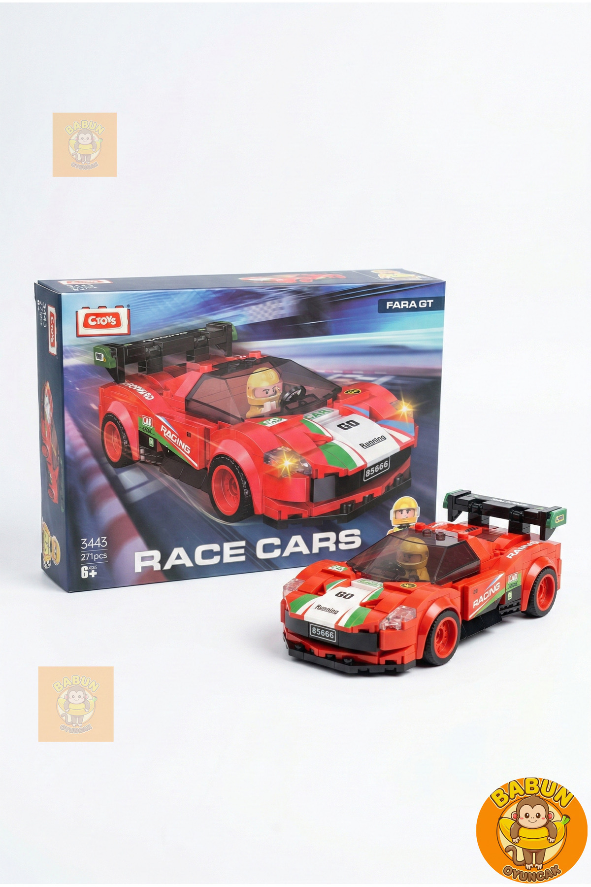cogo Kırmızı Spor Yarış Arabası Blok Seti - 271 Parça Lego Oyuncak - Yarışçı Serisi Model Oyuncak fotoğrafı 2 (önizleme)