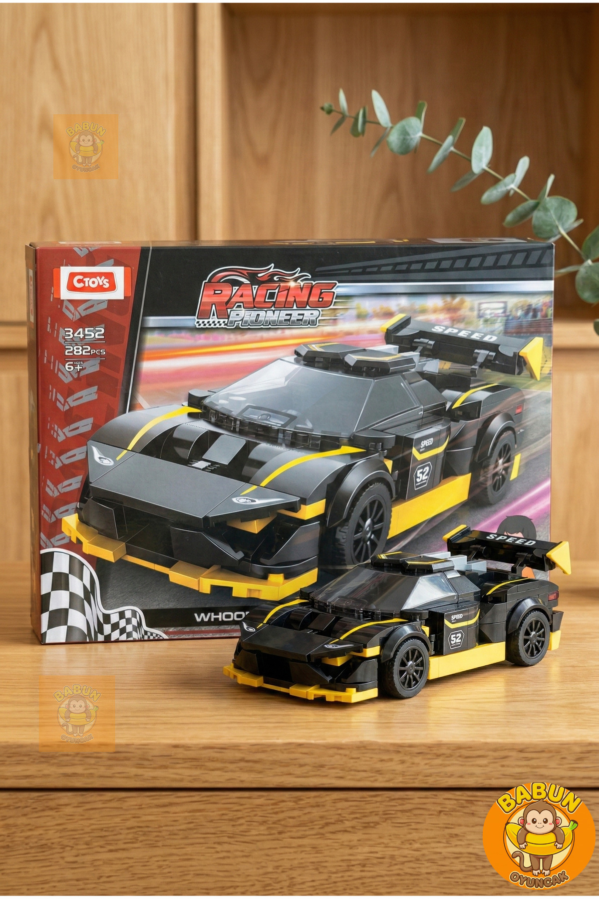 cogo Siyah Sarı Spor Yarış Arabası Blok Seti - 282 Parça Lego Oyuncak - Yarışçı Serisi Model Oyuncak fotoğrafı 4 (önizleme)