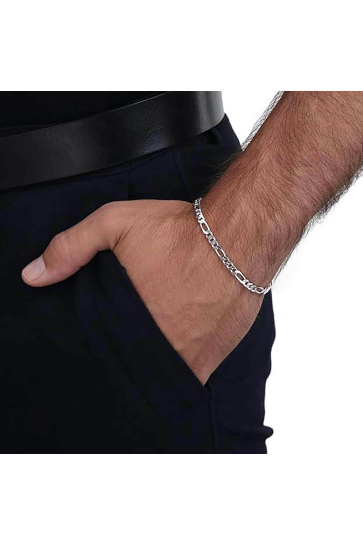 renery 6 ADET SET 316L PASLANMAZ Zincir Model Titanyum Ithal Kararmaz Çelik Erkek Zincir Kolye ve Bileklik görsel 7