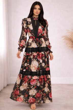 ETİKAFASHION AVORA1987 ÇİÇEK DESENLİ A KALİTE ELBİSE