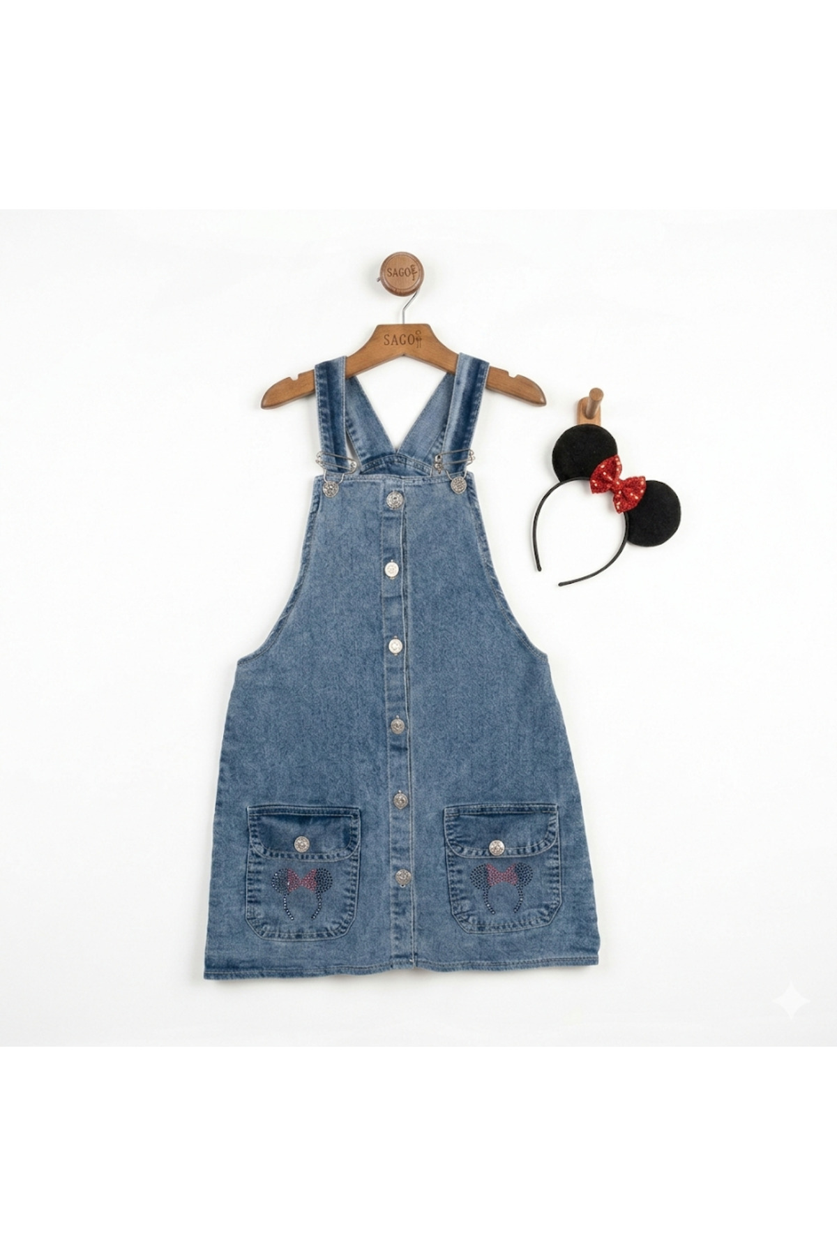 Aymini Kids KIZ ÇOCUK MİKİ TAÇLI VE TAŞ DESENLİ KOT DENİM JİLE fotoğrafı 2 (önizleme)