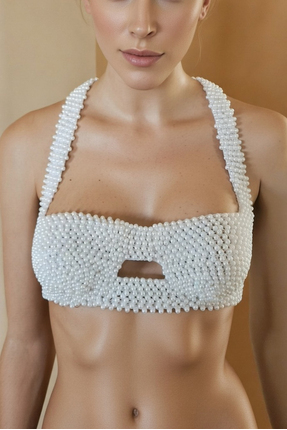 EL YAPIMI Zarif inci boncuk büstiyer